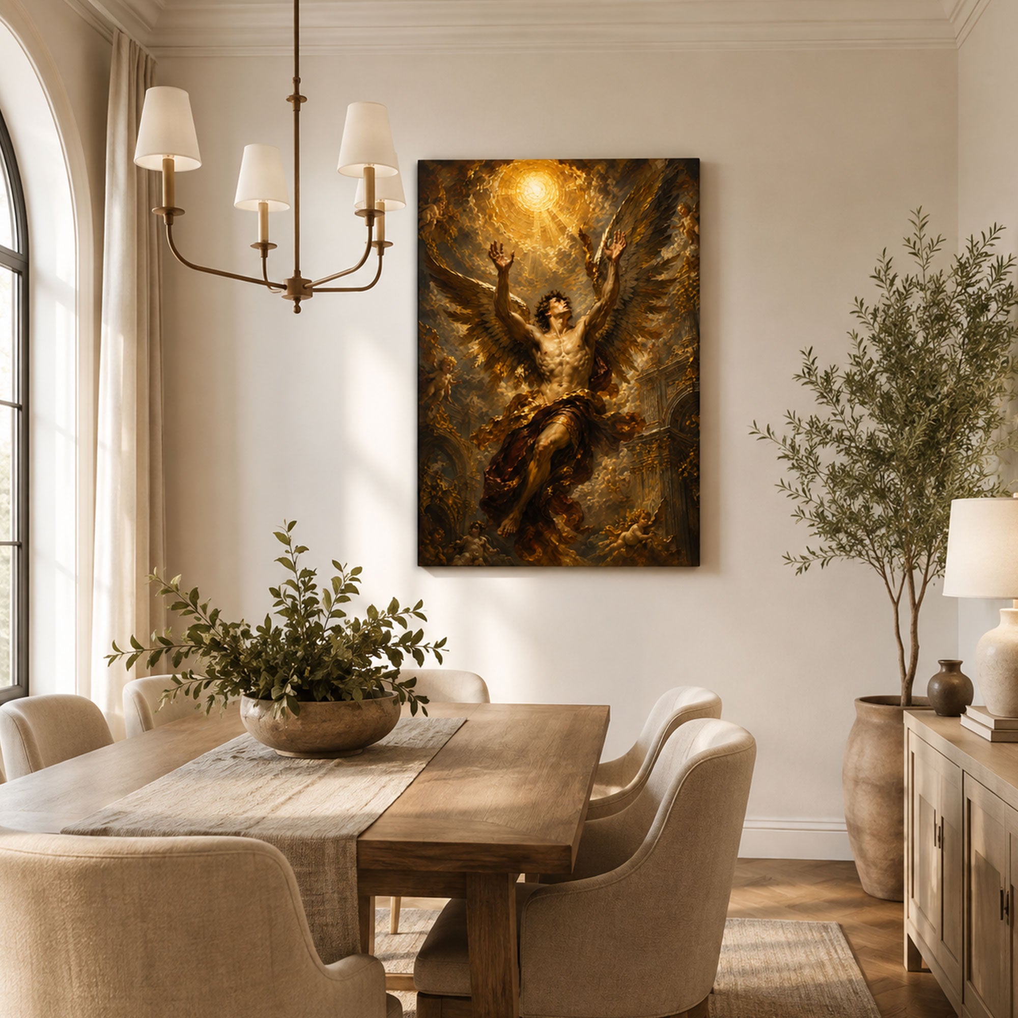 Angel Ascending to Heaven Canvas Print, Heavenly Christian Wall Decor, Inspirational Faith Gift