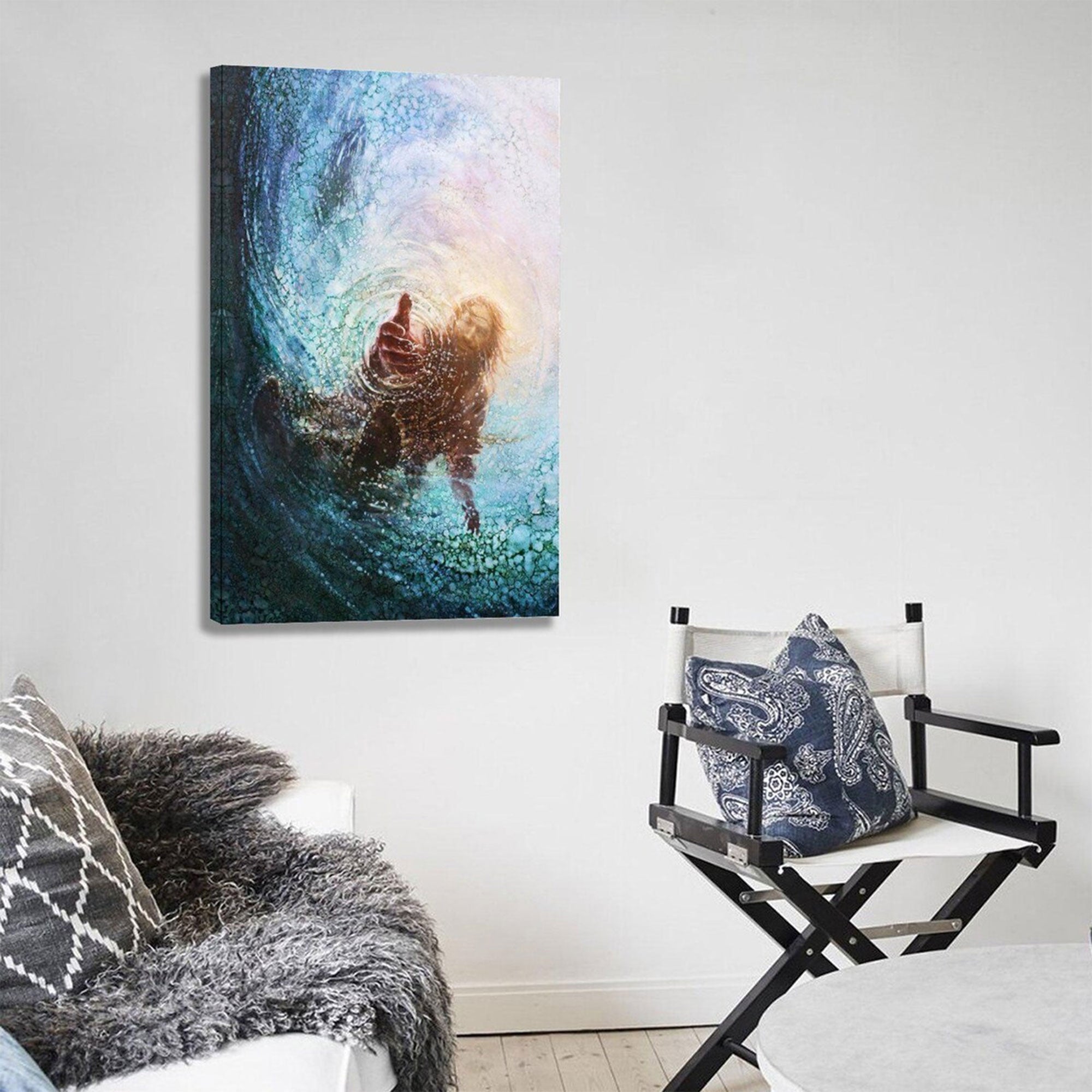 Jesus Christ Canvas Print, Hand of God Christian Wall Art, Faith Decor Gift