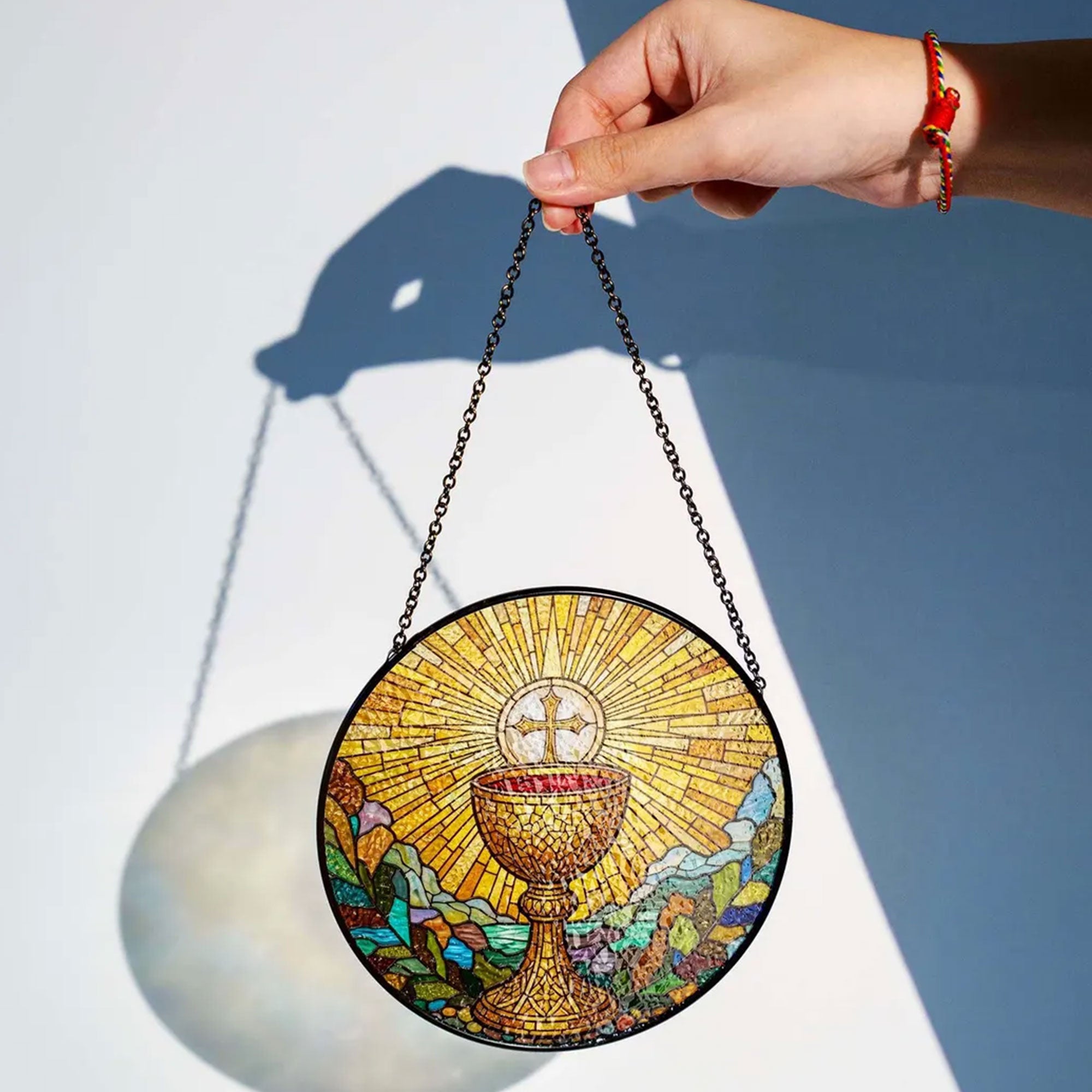 Holy Eucharist Chalice Stained Glass Suncatcher, A Symbol of Faith and Blessing, Catholic First Communion Gift