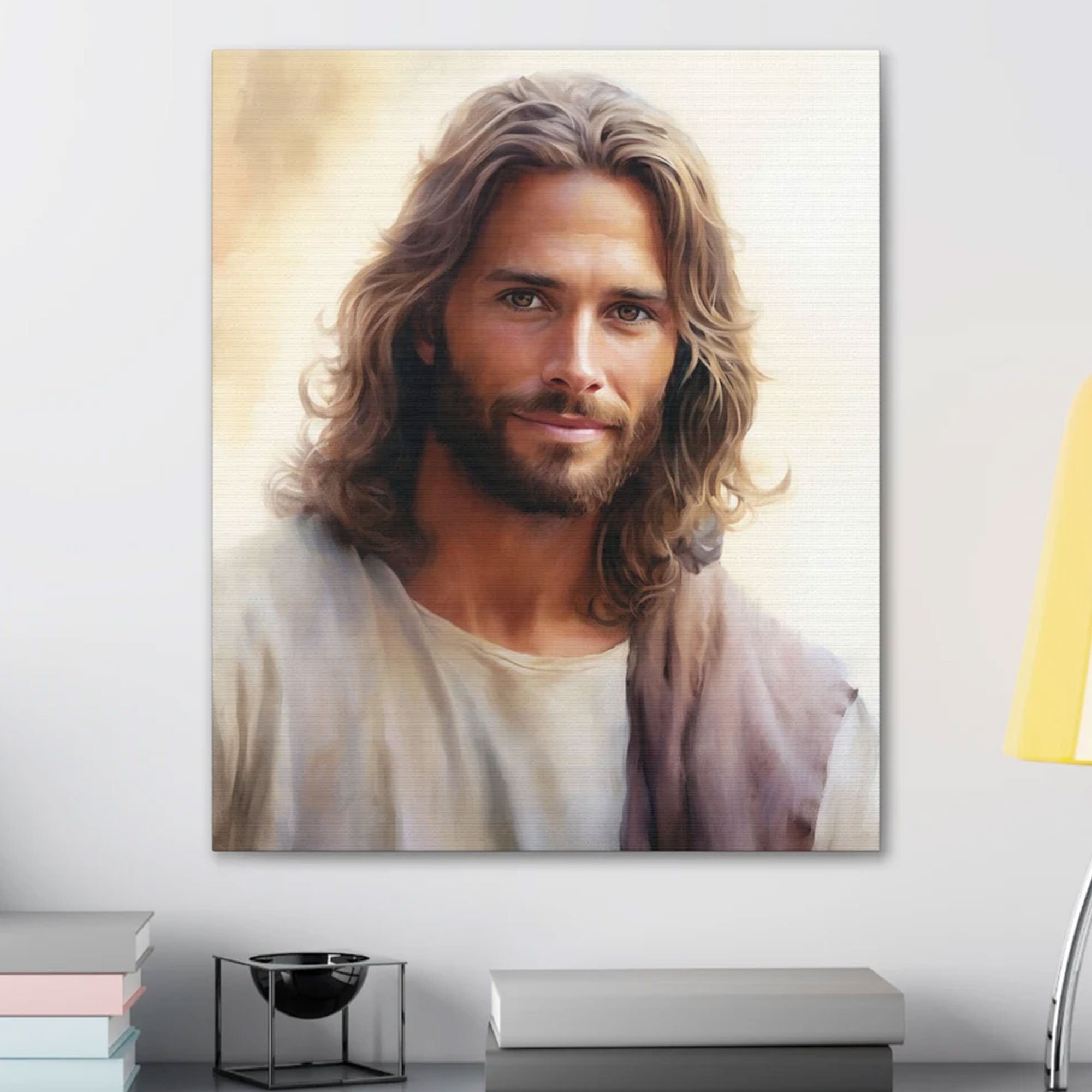 Jesus Portrait Canvas Print, Smiling Jesus Wall Art, Ready to Hang Christian Home Decor, Religious Gift