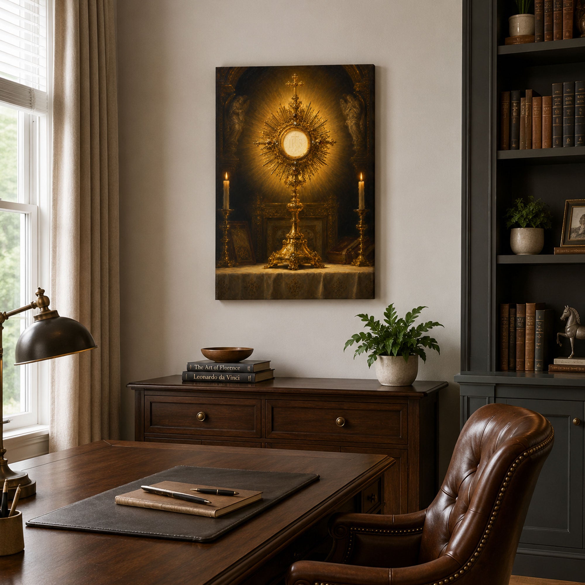 Holy Eucharist Canvas Print, Blessed Sacrament Catholic Wall Art, Faith Home Decor Gift