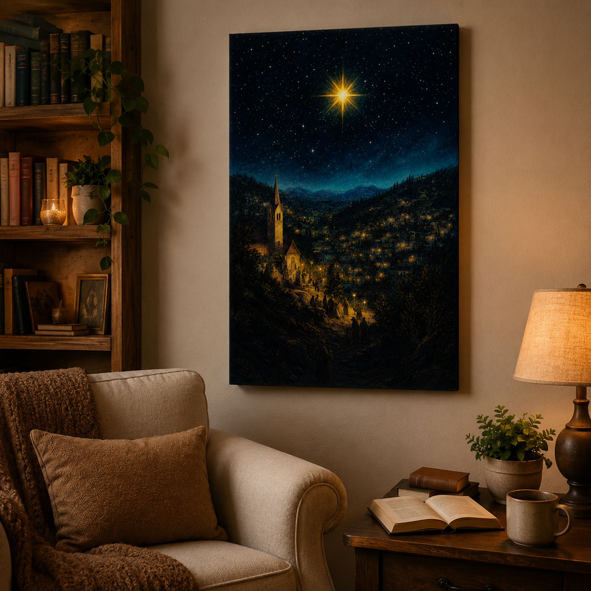 Star of Bethlehem Canvas Print, Christmas Christian Wall Art, Guiding Light Faith Home Decor