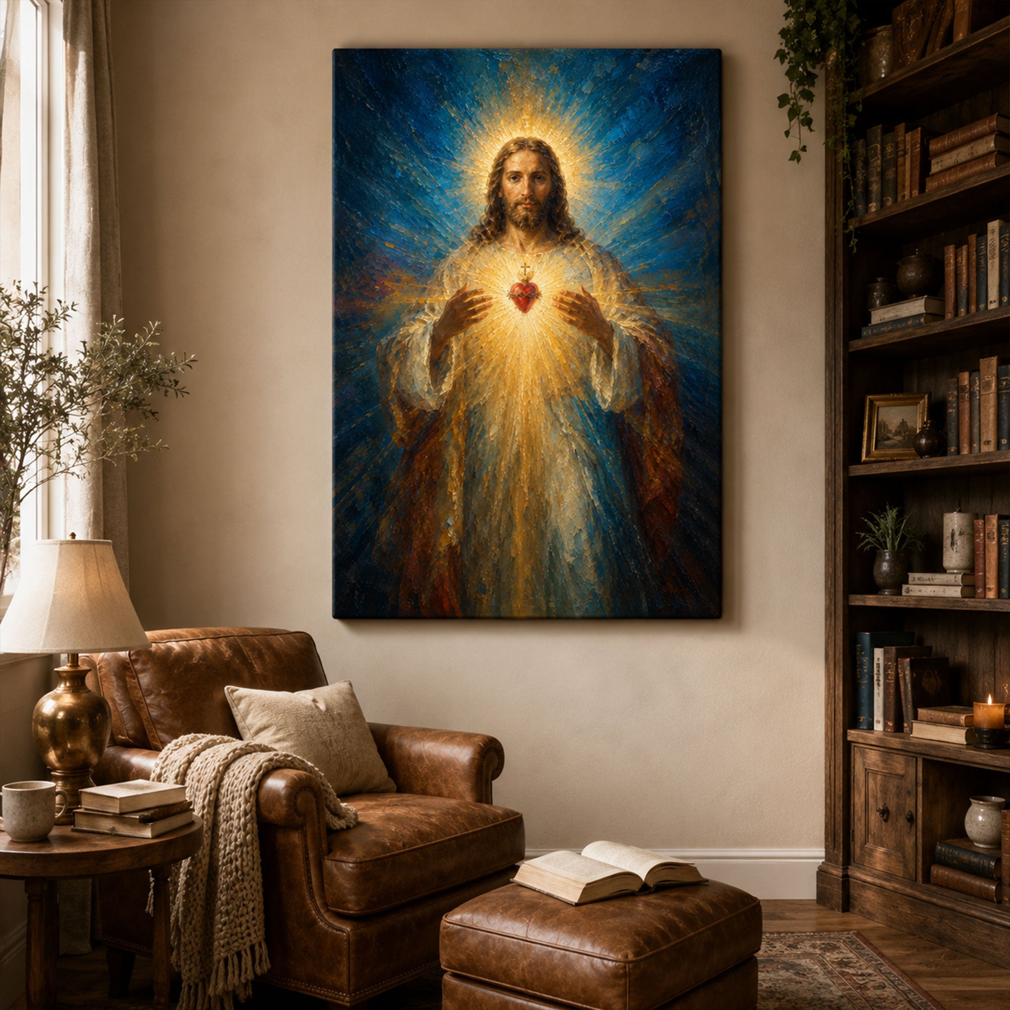 Sacred Heart of Jesus Canvas Print, Radiant Catholic Christian Wall Art, Faith Home Decor