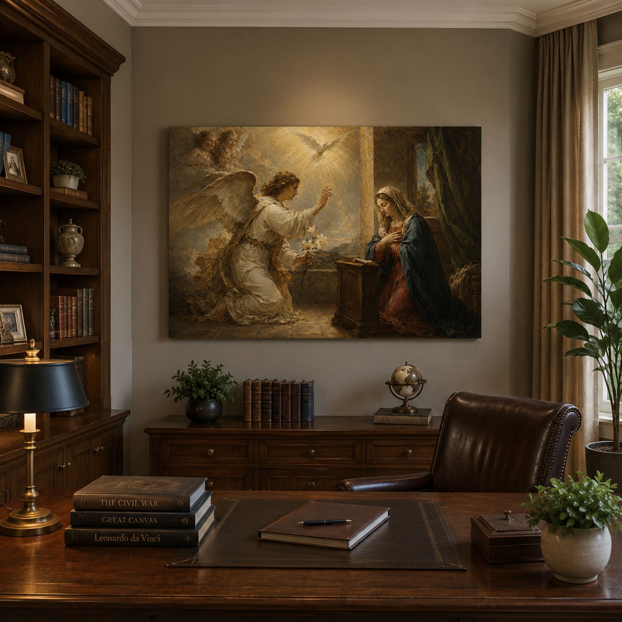 The Annunciation Canvas Print, Angel Gabriel and Virgin Mary Catholic Wall Art
