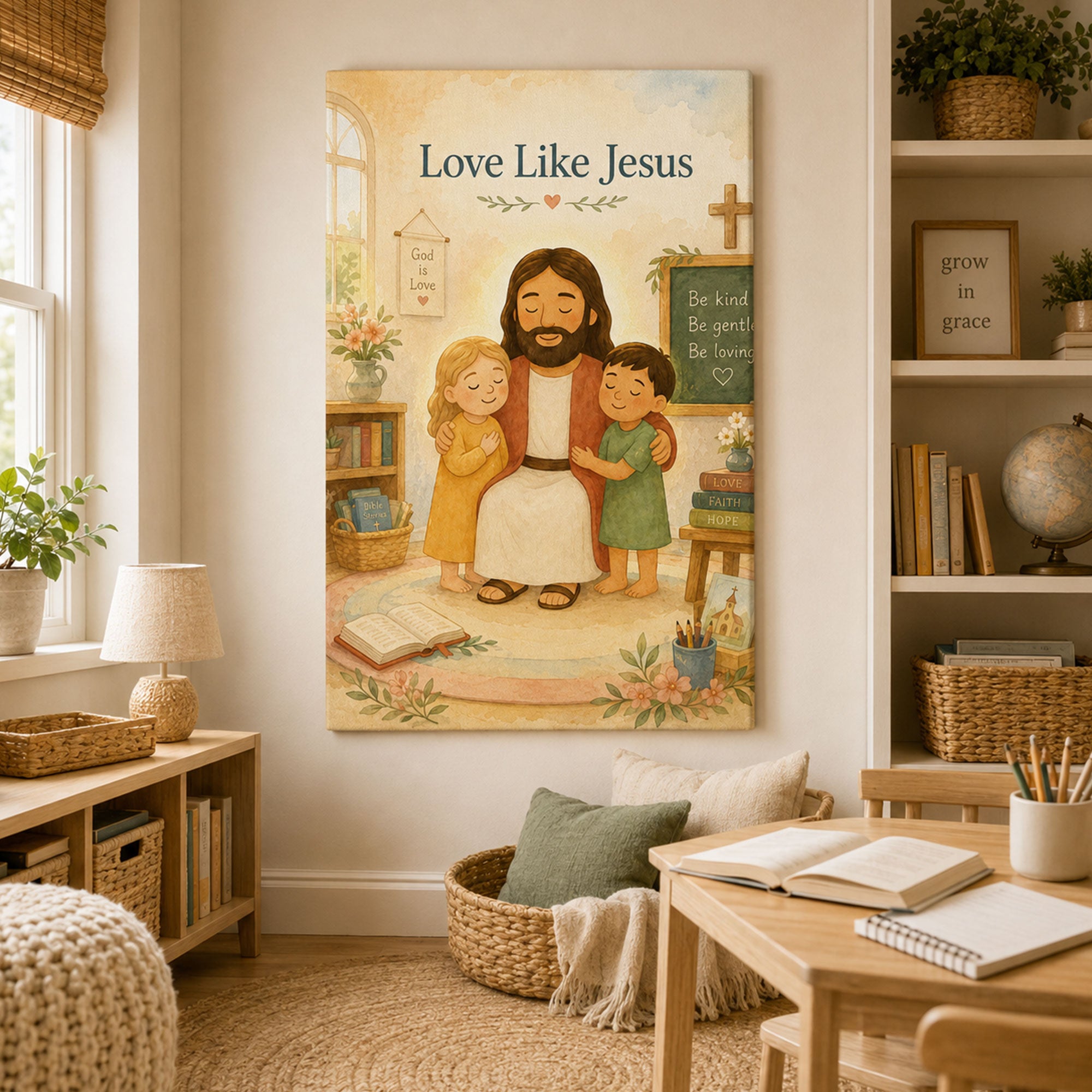 Love Like Jesus Canvas Print Christian Kids Wall Art Bible Classroom Nursery Faith Decor