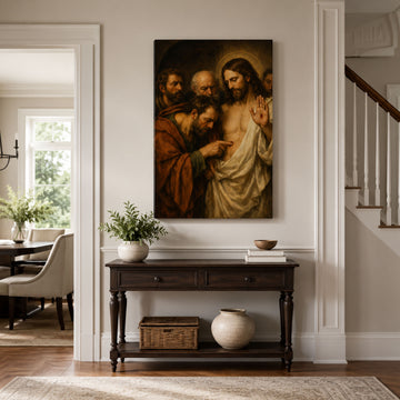 Doubting Thomas Canvas Print, Jesus Shows His Wounds Christian Wall Art, Faith Home Decor Gift