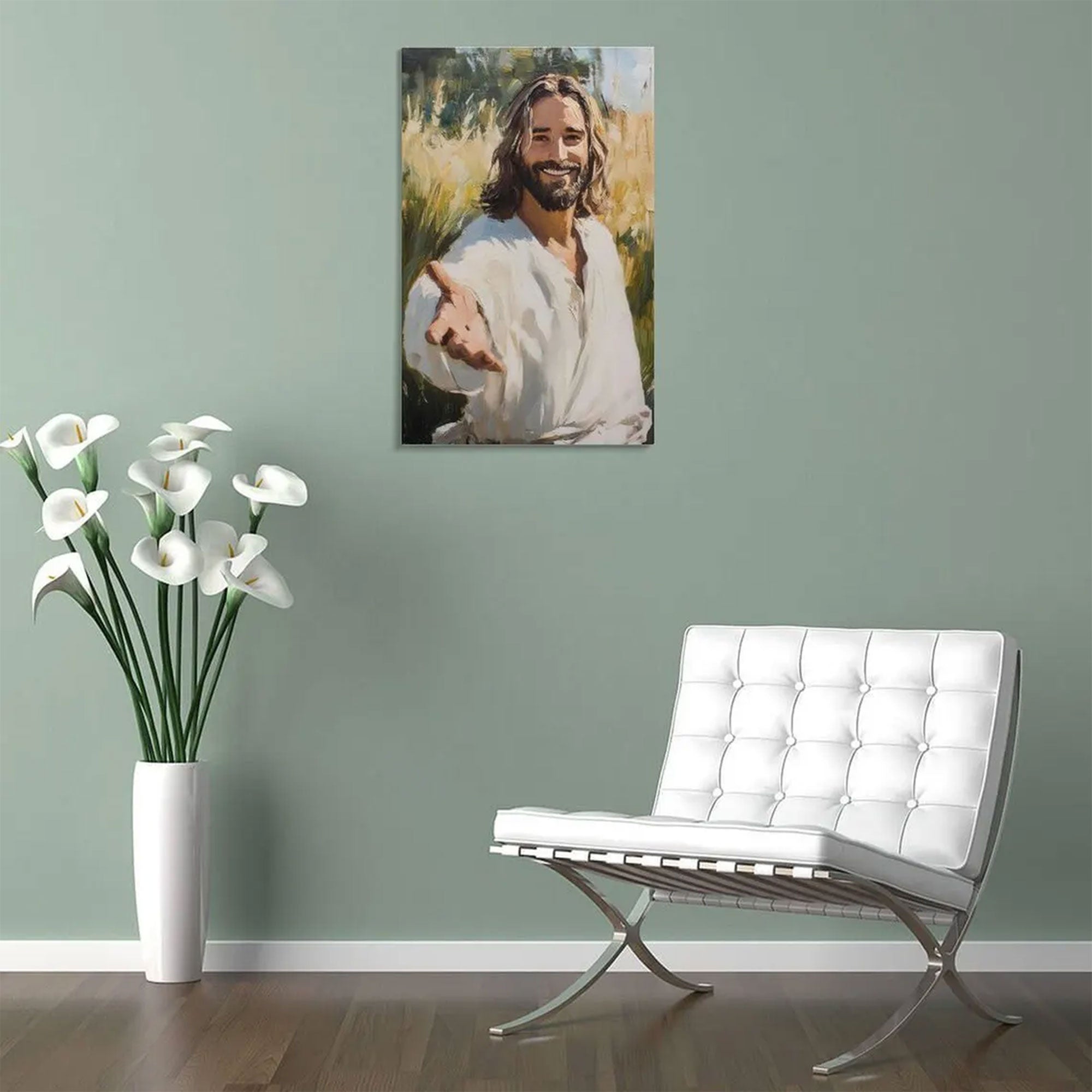 Jesus Reaching Out Canvas Print, Christian Wall Art, Inspirational Religious Home Decor