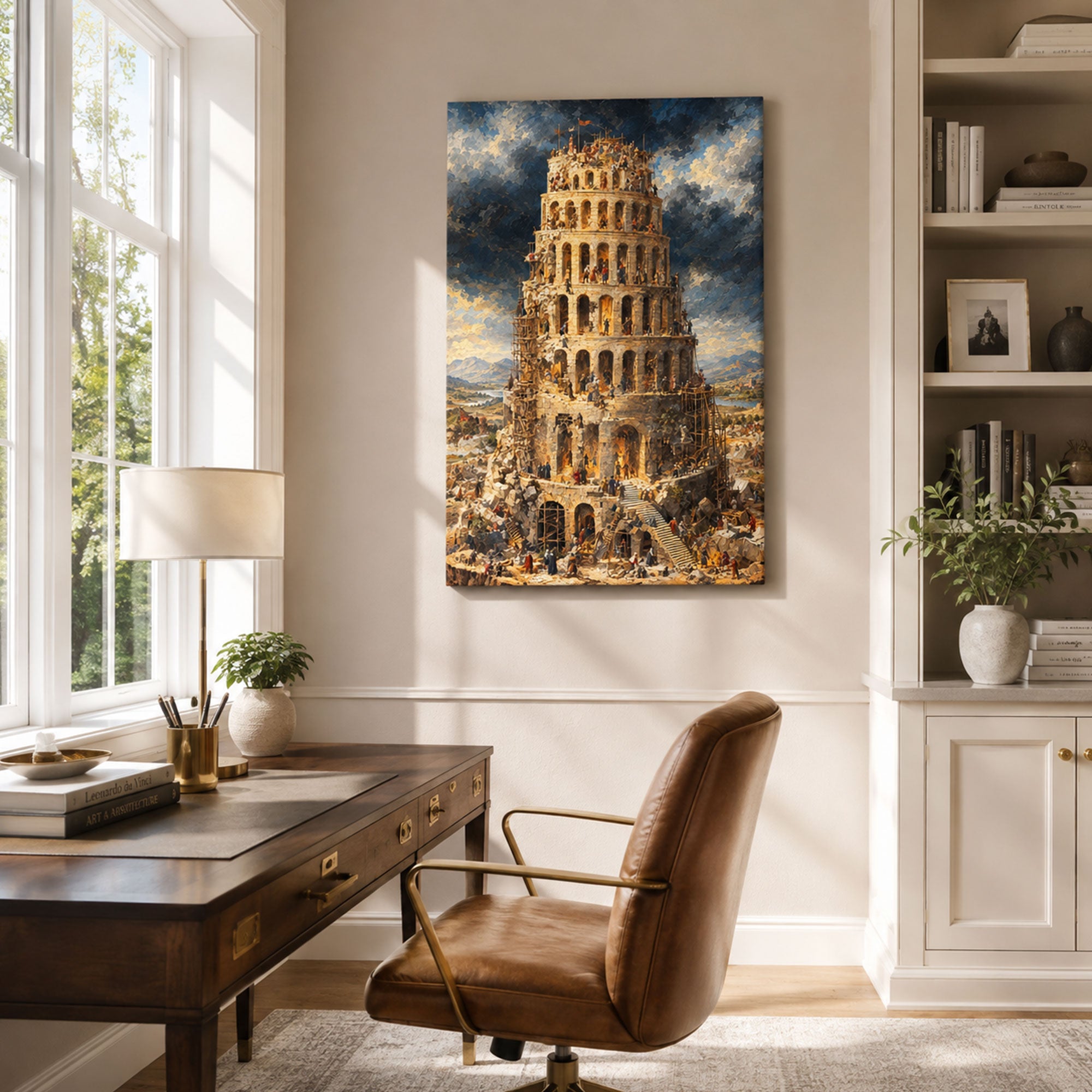 Tower of Babel Canvas Print, Genesis 11 Christian Wall Decor, Biblical Faith Gift