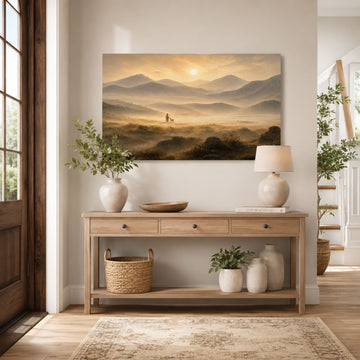 Good Shepherd in the Mountain Valley Canvas Print, Christian Home Decor