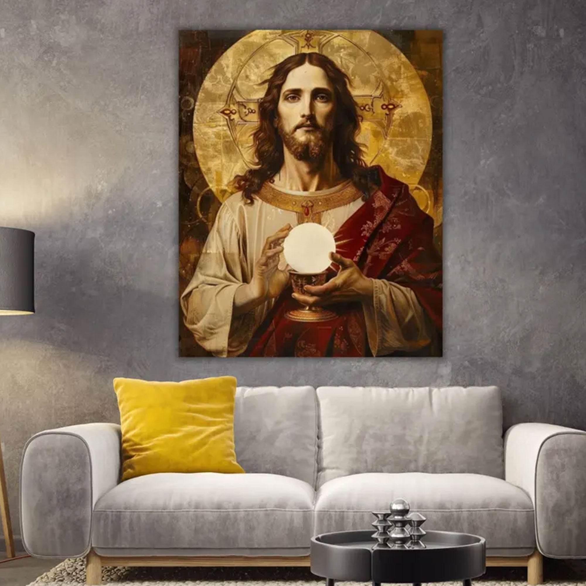 Jesus The Eucharist Canvas Print, Christian Catholic Wall Art, Sacred Heart Holy Communion Faith Decor