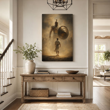 David Facing Goliath Canvas Print, Christian Home Decor