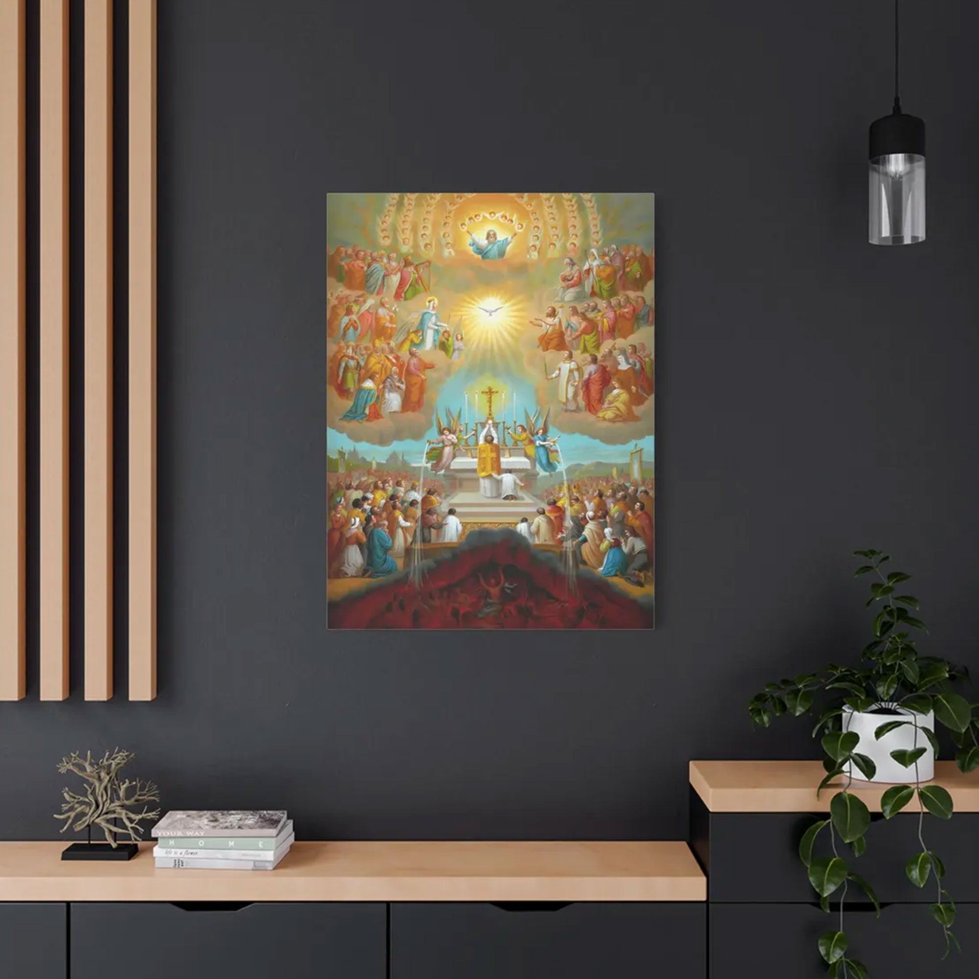 The Communion of the Saints Canvas Print, The Mass in Heaven and Earth Tridentine Catholic Art & Holy Souls All Souls Day Decor