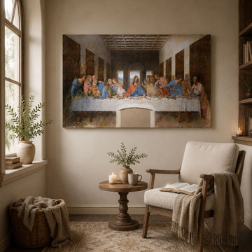 The Last Supper Wall Art Print, Leonardo da Vinci Renaissance Canvas, Biblical Jesus and Apostles Christian Decor