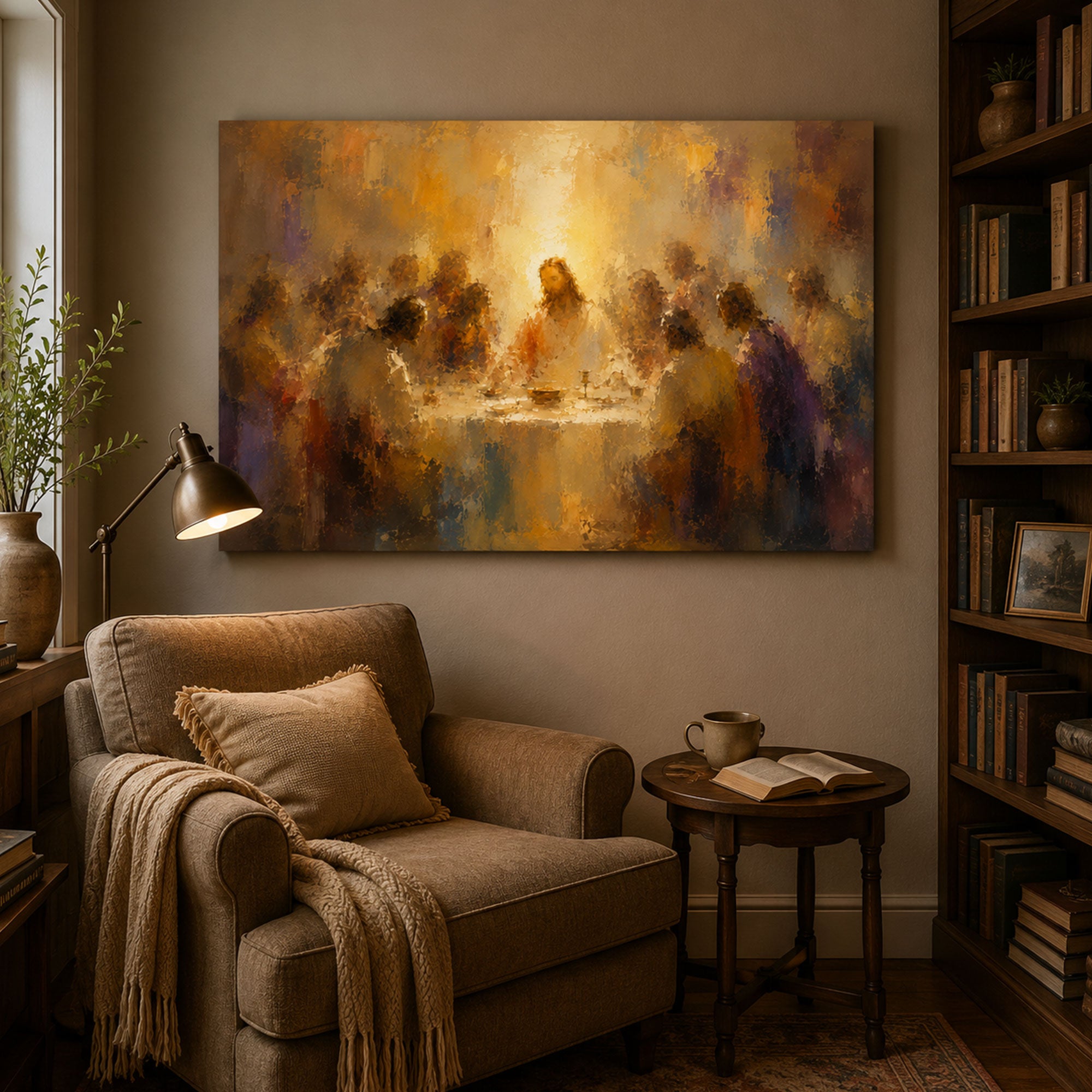 The Last Supper Canvas Print, Jesus and Disciples Christian Wall Art, Holy Communion Home Decor