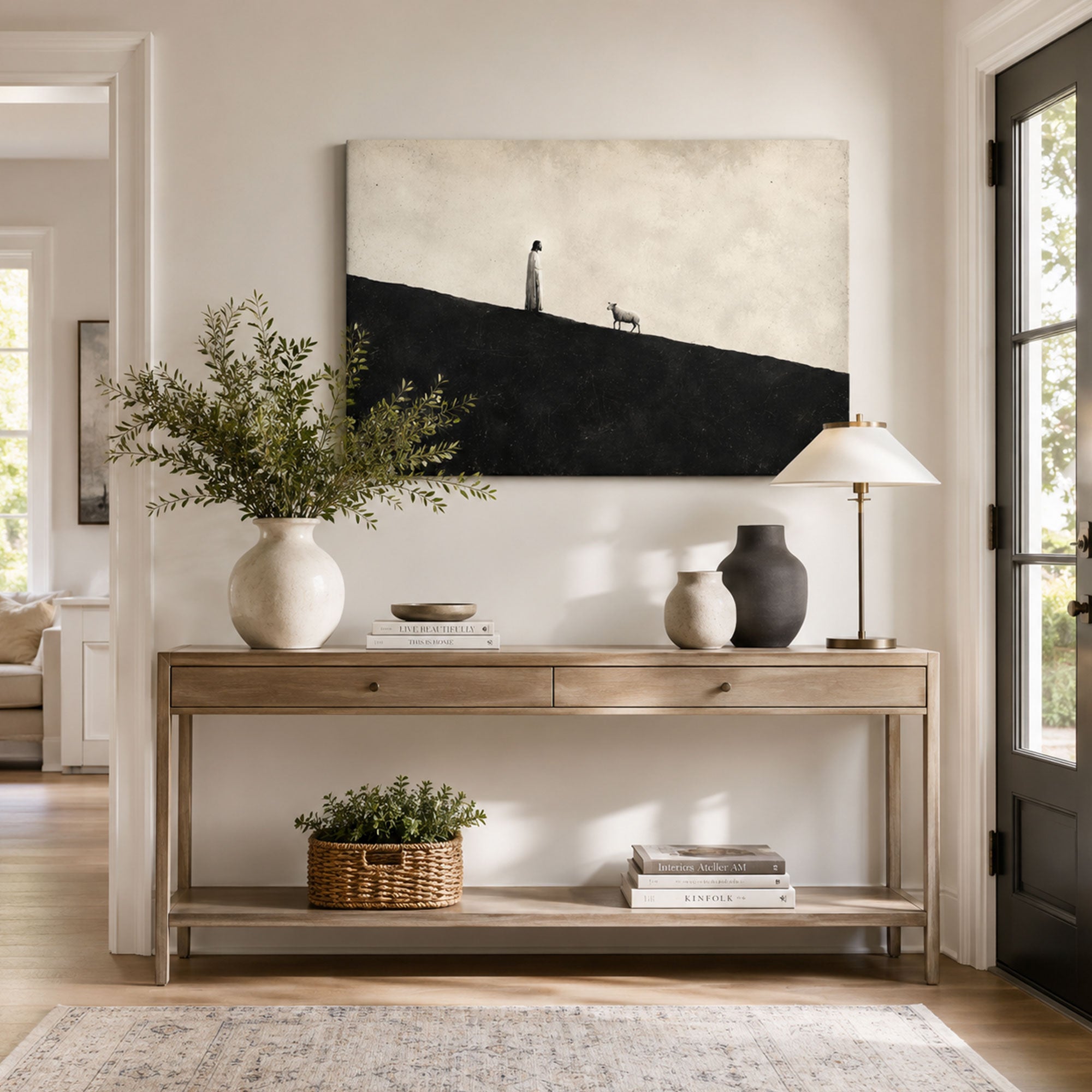 Minimalist Good Shepherd Canvas Print, Christian Home Decor