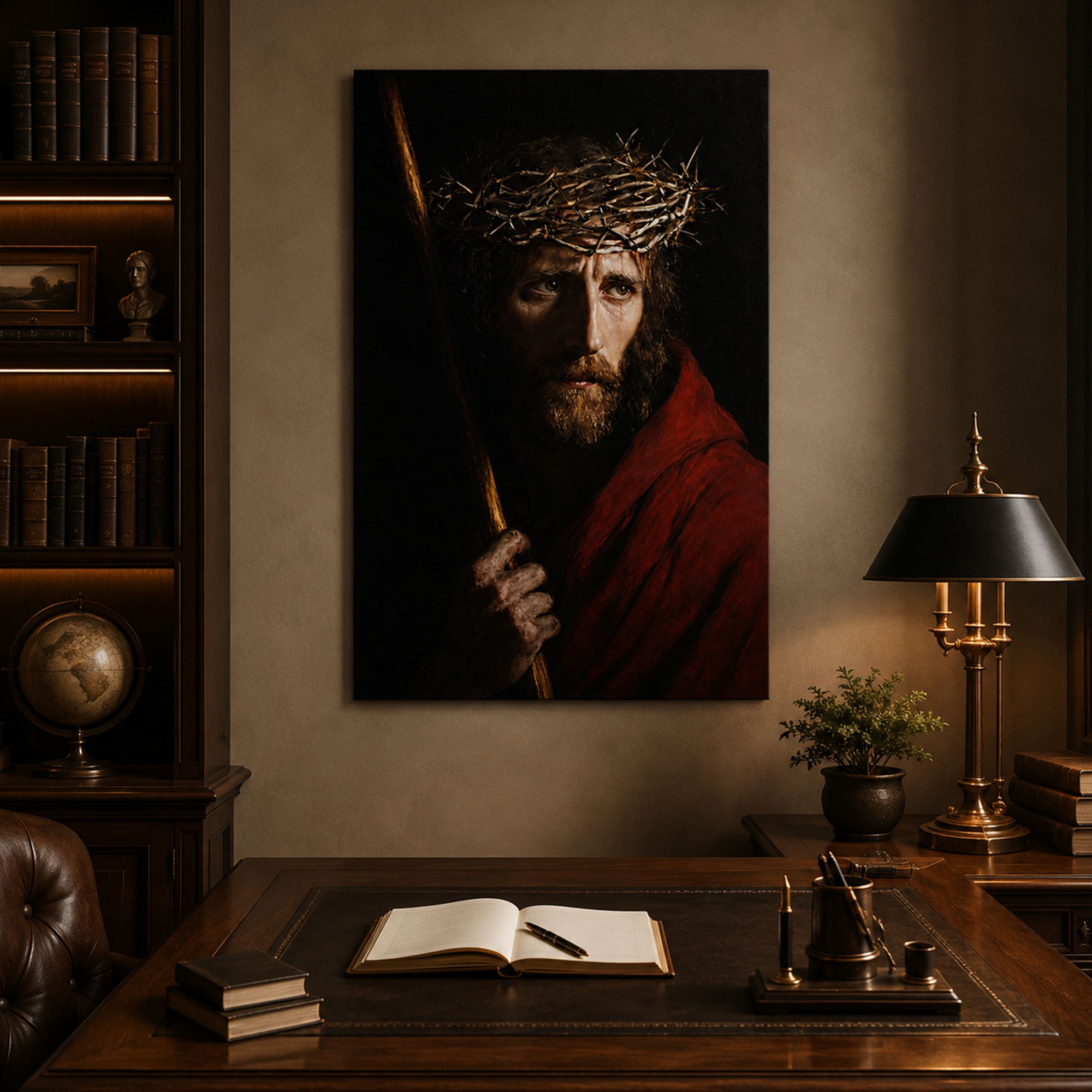 Crown of Thorns Jesus Canvas Print, Passion of Christ Catholic Wall Art, Dark Christian Home Decor