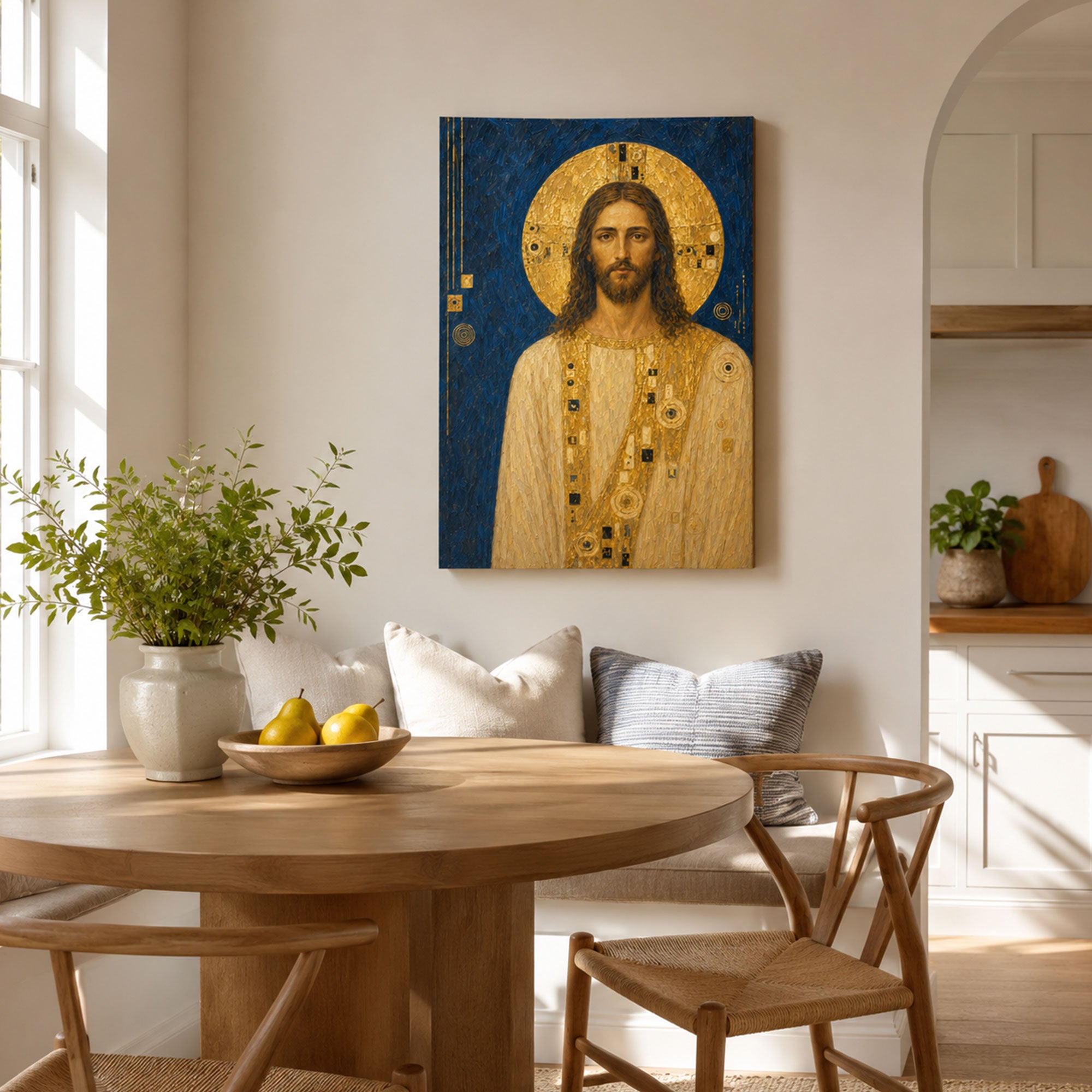 Jesus Christ Golden Halo Canvas Print, Byzantine Christian Wall Decor, Catholic Faith Gift