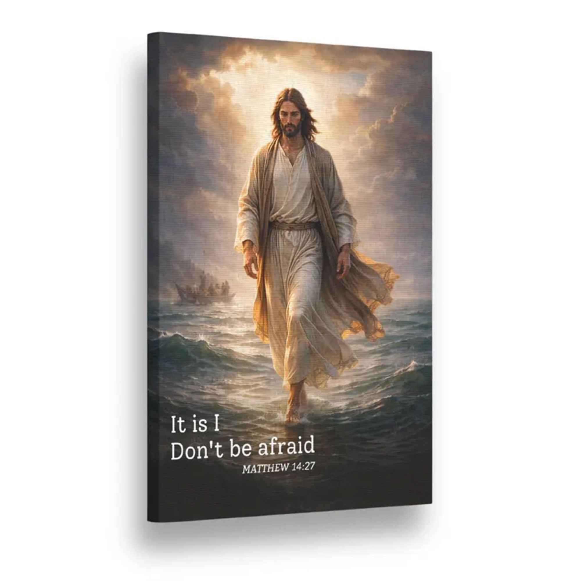 Jesus Walking on Water Canvas Print, Christian Scripture Wall Art, Faith-Based Home Decor, Religious Gift