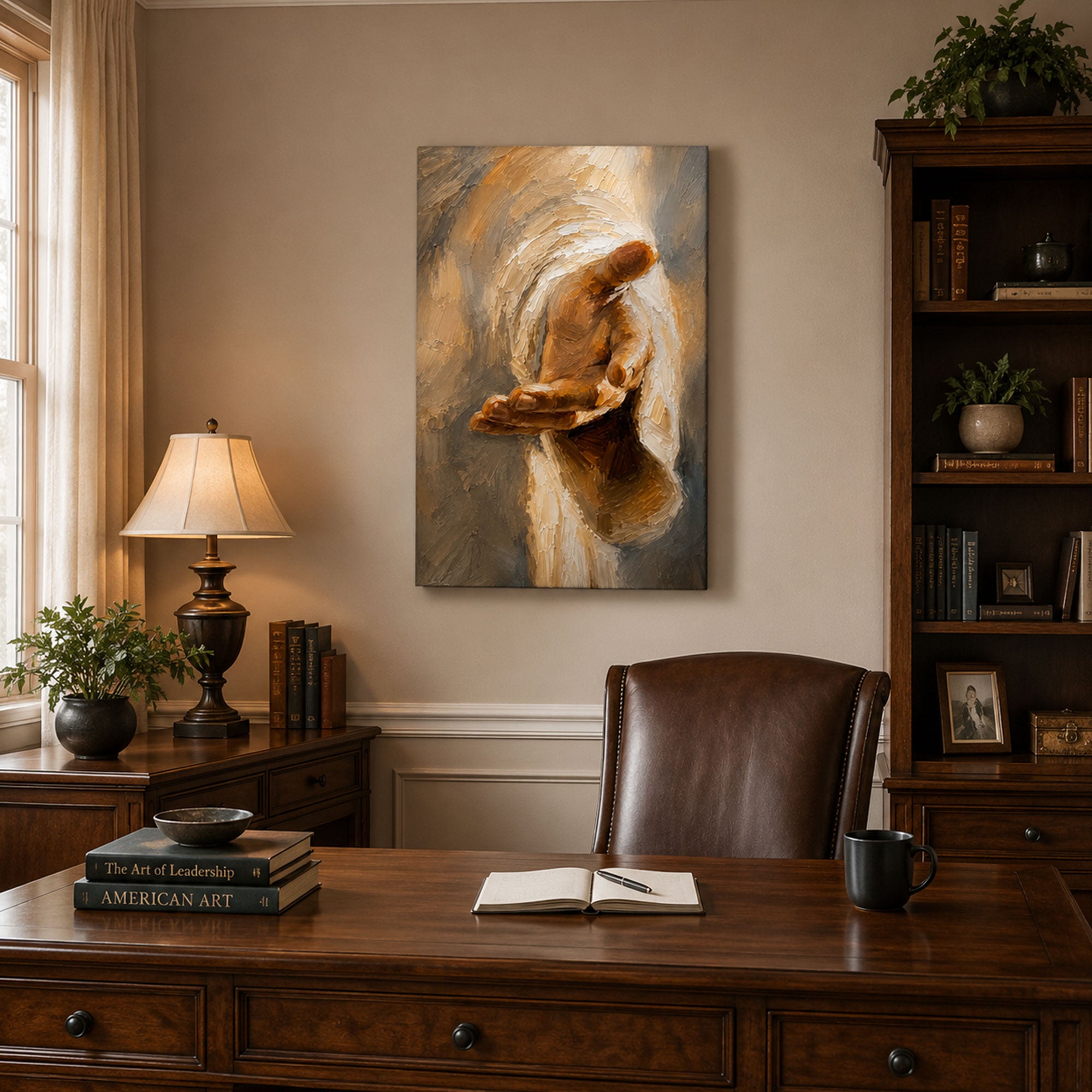 Jesus Reaching Hand Canvas Print, Soft Brush Christian Wall Decor for Home