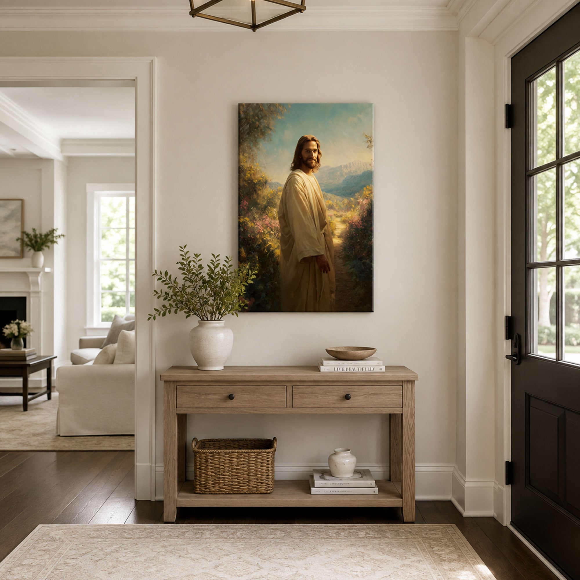 Follow Me Jesus Canvas Print, Walking with Christ Christian Wall Decor, Faith Journey Gift