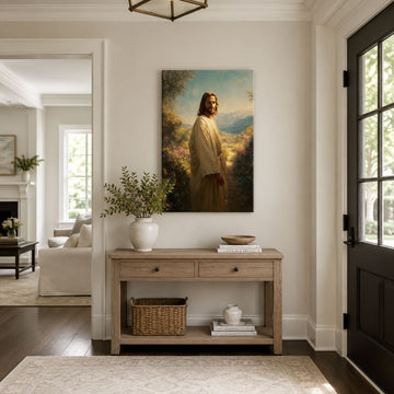 Follow Me Jesus Canvas Print, Walking with Christ Christian Wall Decor, Faith Journey Gift
