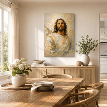 Jesus with Holy Spirit Dove Canvas Print, Light of Christ Christian Wall Decor, Faith Gift
