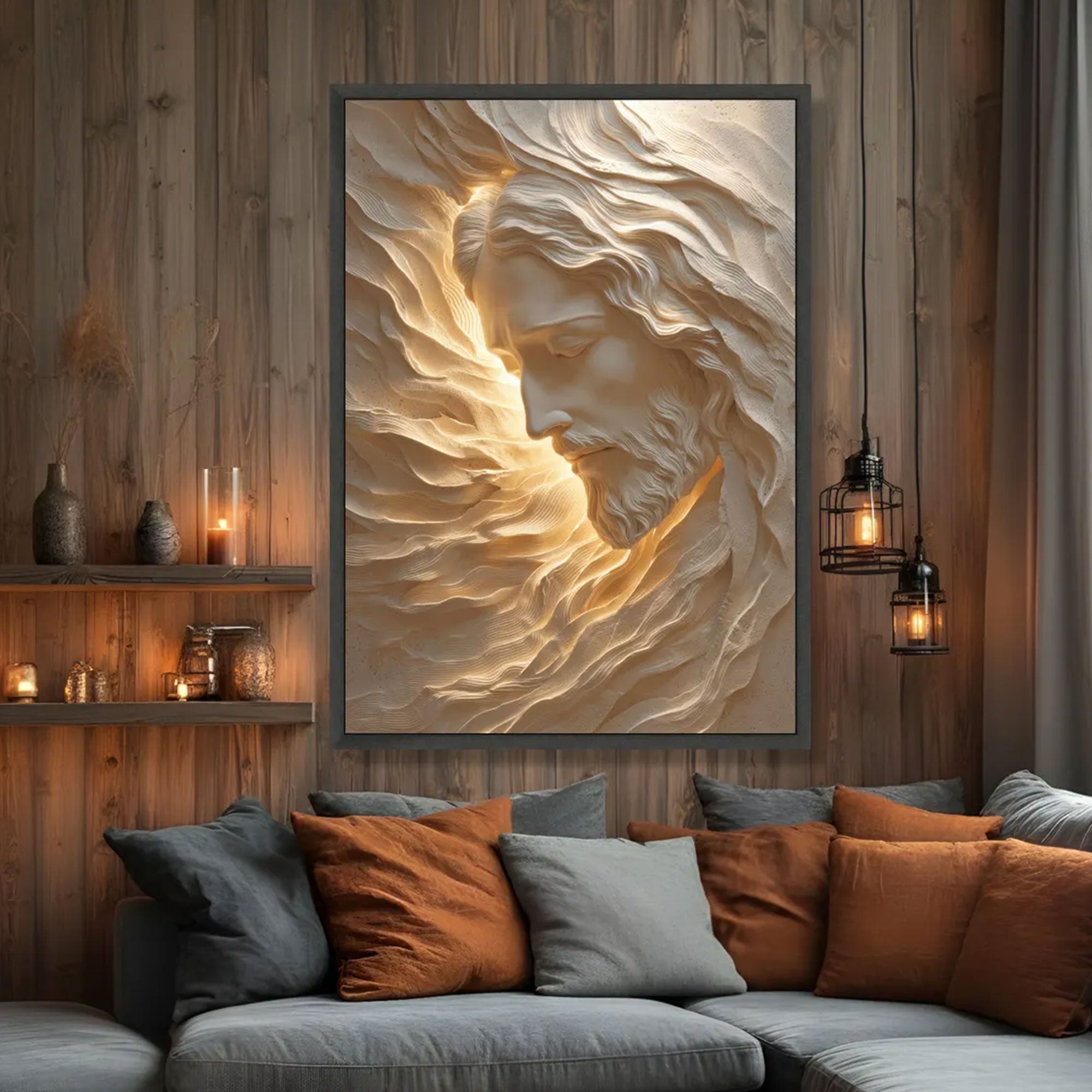 Radiant Jesus Canvas Print, Divine Light Portrait Wall Art, Christian Spiritual Decor, Inspirational Faith Gift