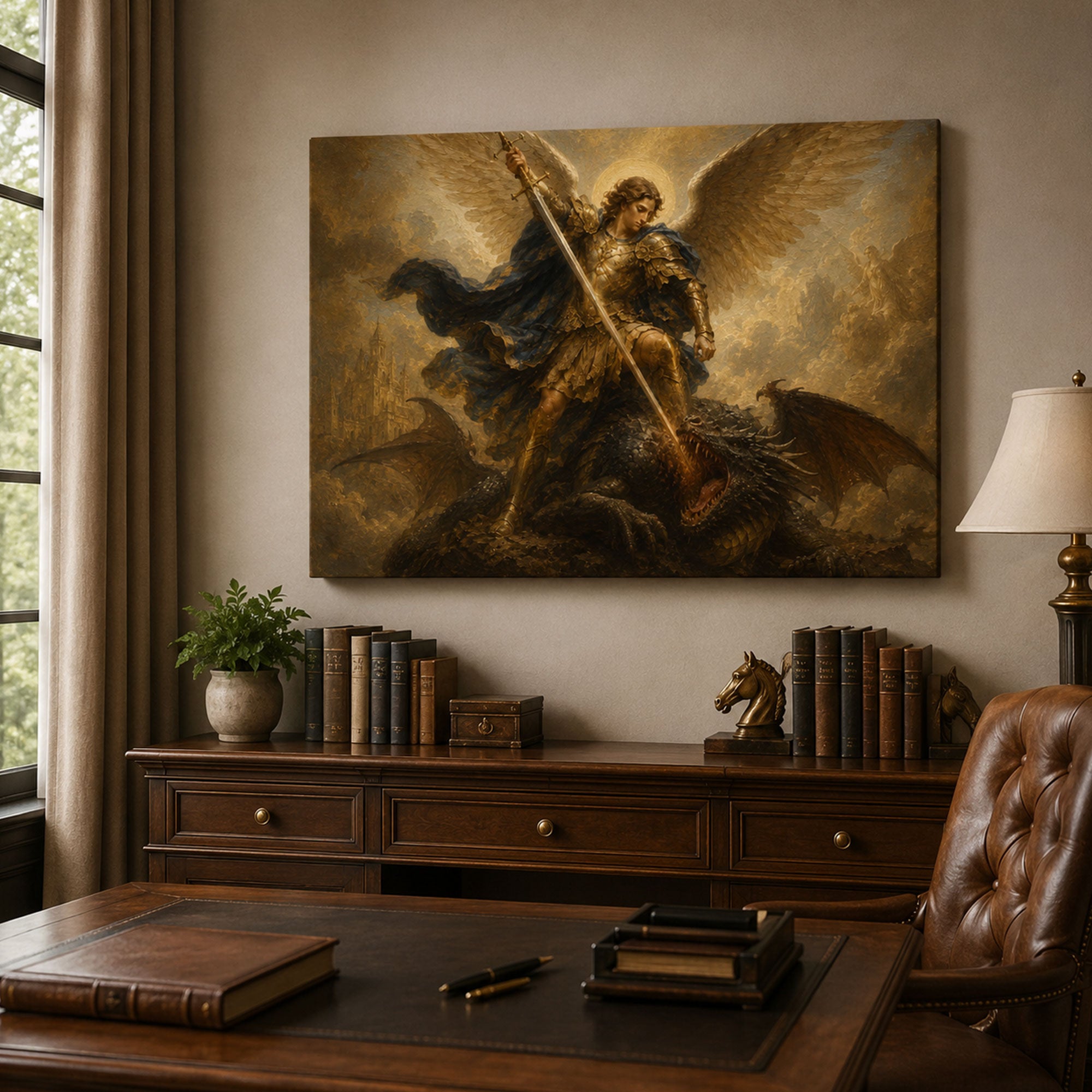 Saint Michael the Archangel Canvas Print, Catholic Wall Art for Home Decor