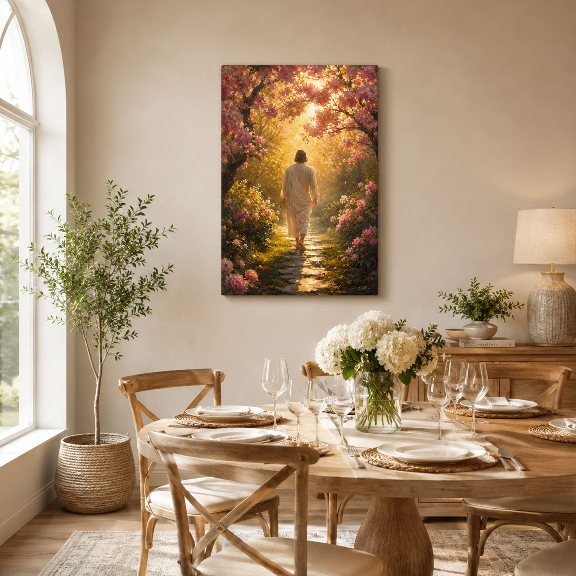 Walking in His Footsteps Jesus Canvas Print, Follow Christ Christian Wall Decor, Faith Journey Gift