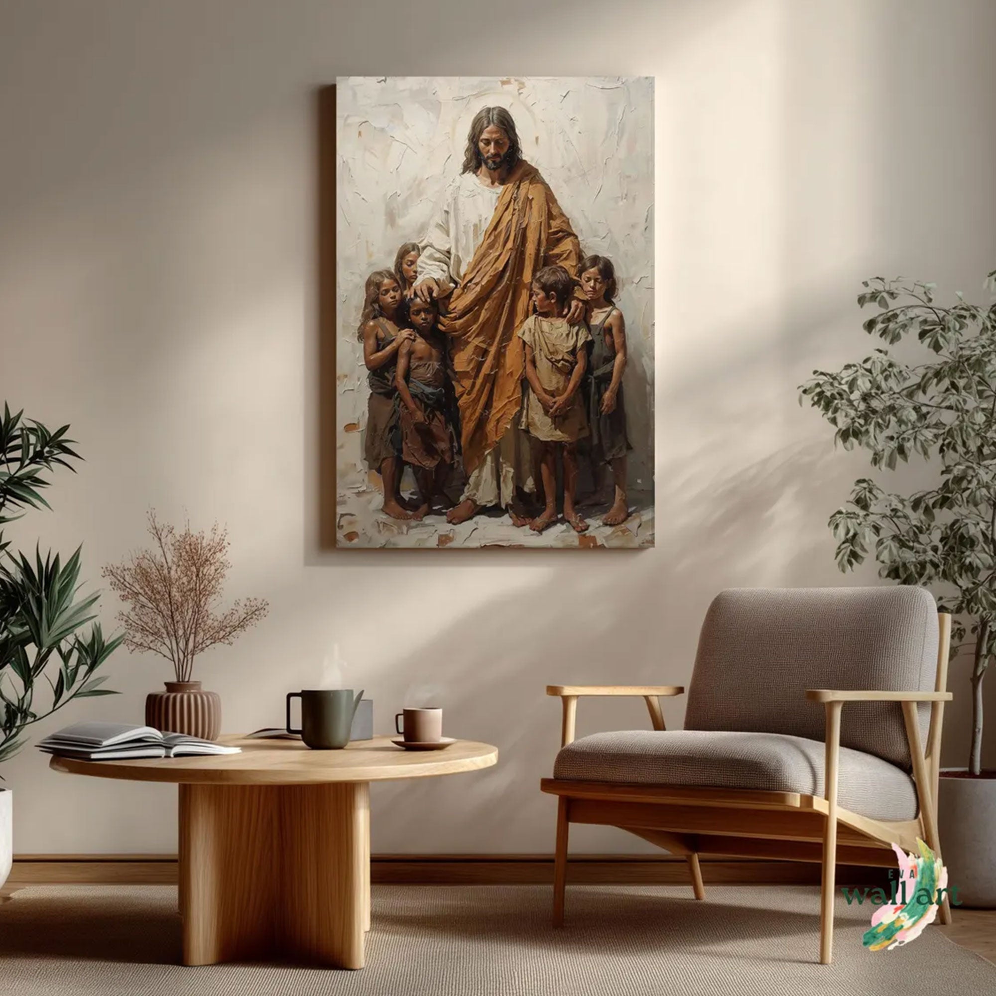 Jesus Blessing Children Canvas Print, Christian Wall Art, Faith Inspired Home Decor, Easter Religious Artwork