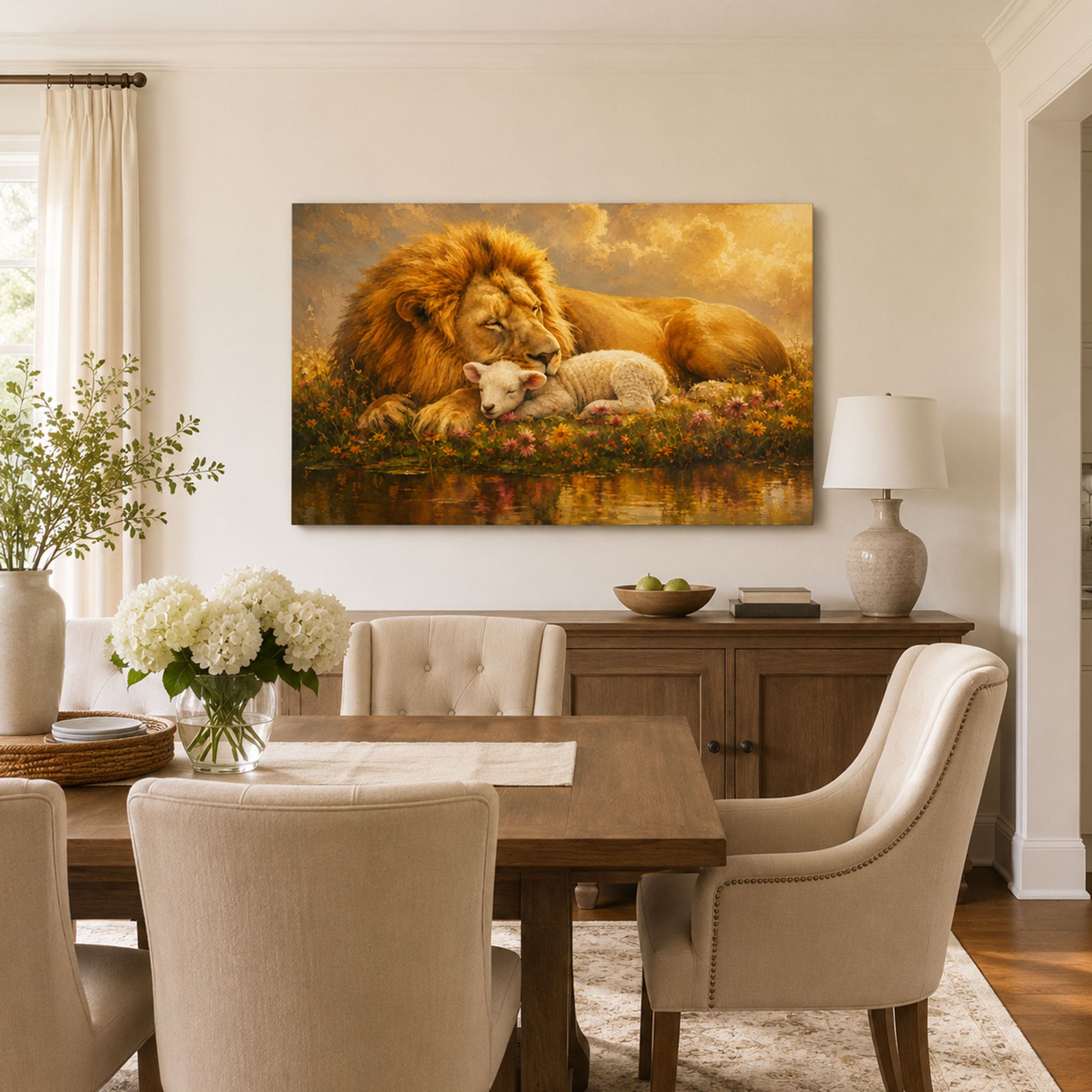 Lion and Lamb Canvas Print, Christian Home Decor