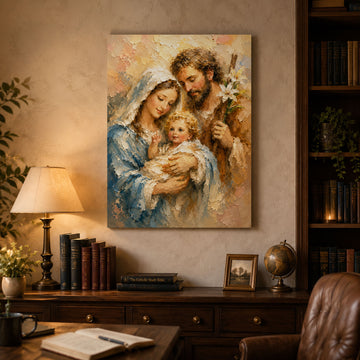Holy Family Canvas Print, Jesus Mary and Joseph Catholic Wall Art, Sacred Christian Home Decor