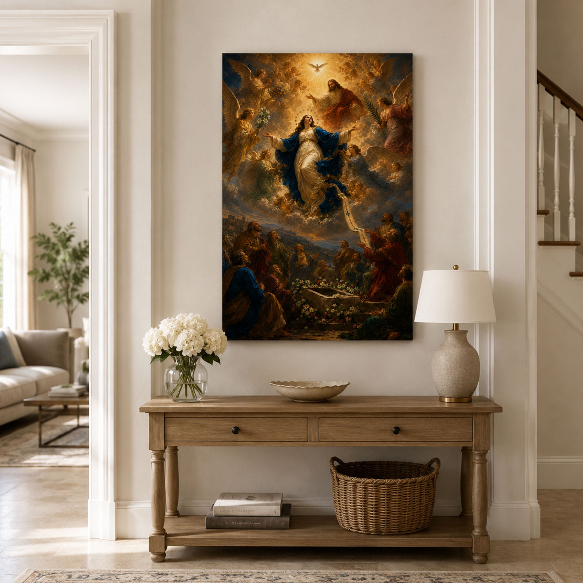 Assumption of Virgin Mary Canvas Print, Catholic Home Decor
