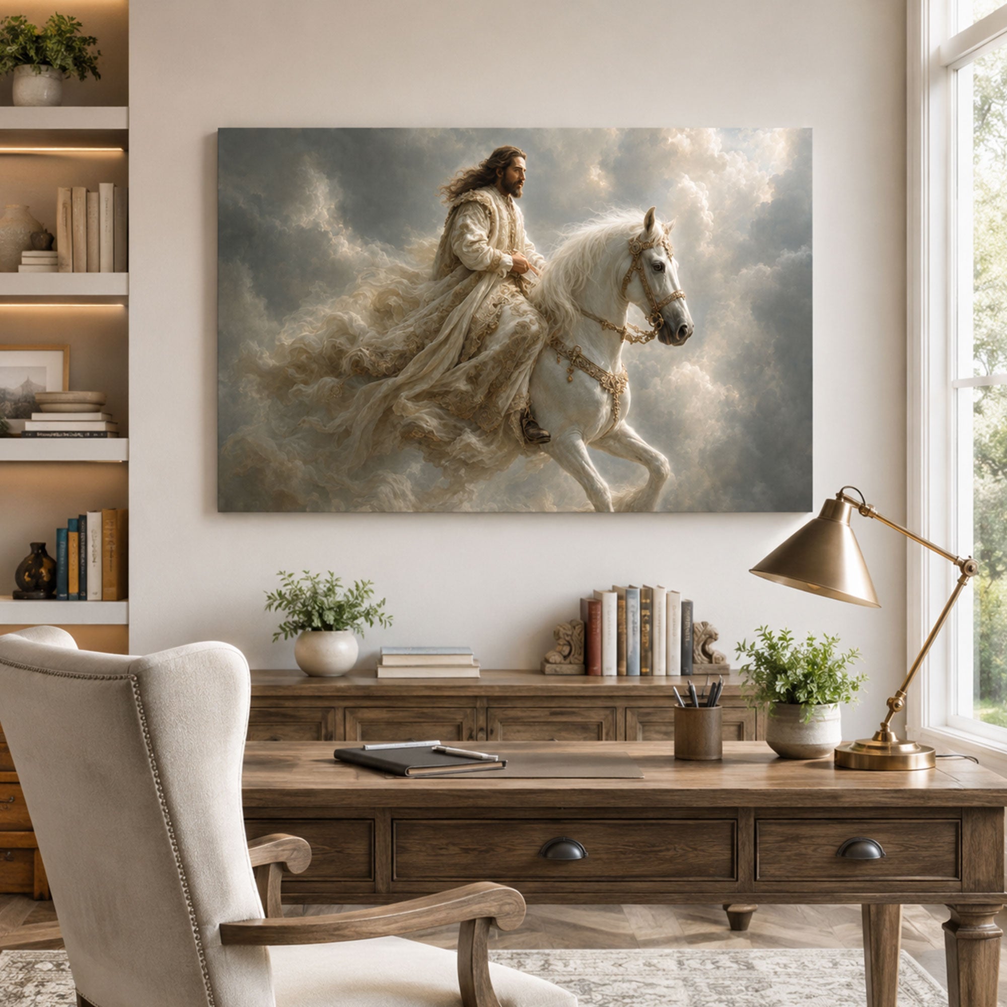Jesus Riding the White Horse Canvas Print, Second Coming Christian Art