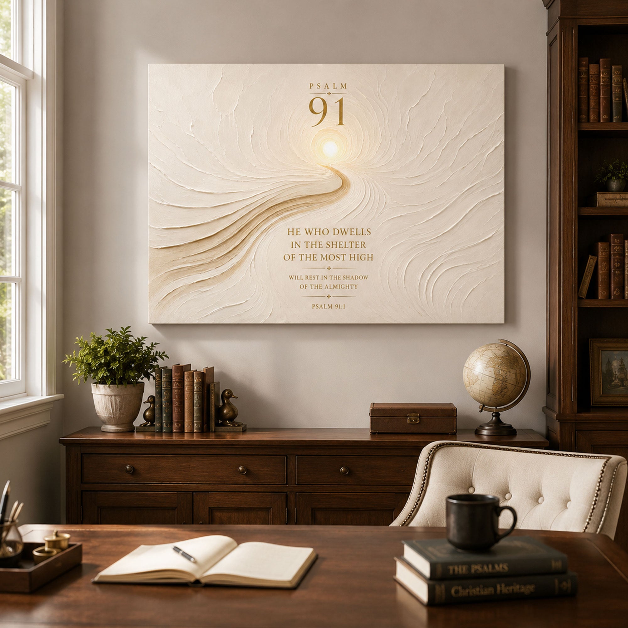 Psalm 91 Bible Verse Canvas Print, Christian Scripture Wall Art, Faith Home Decor Gift