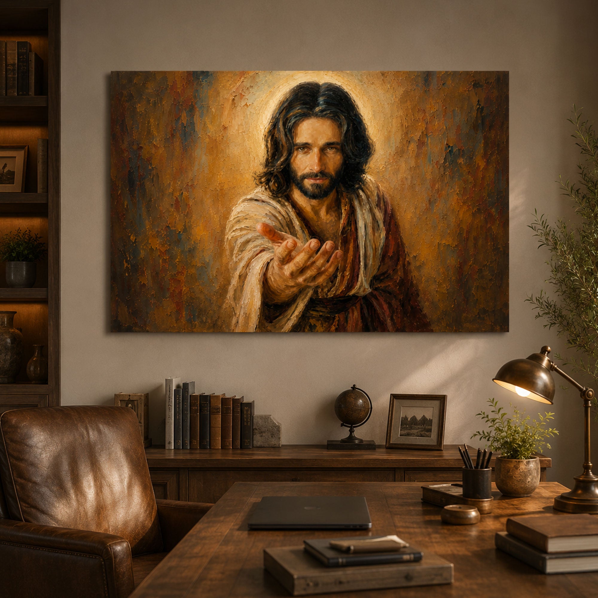 Jesus Reaching Out Canvas Print, Come to Me Christian Wall Art, Warm Faith Home Decor
