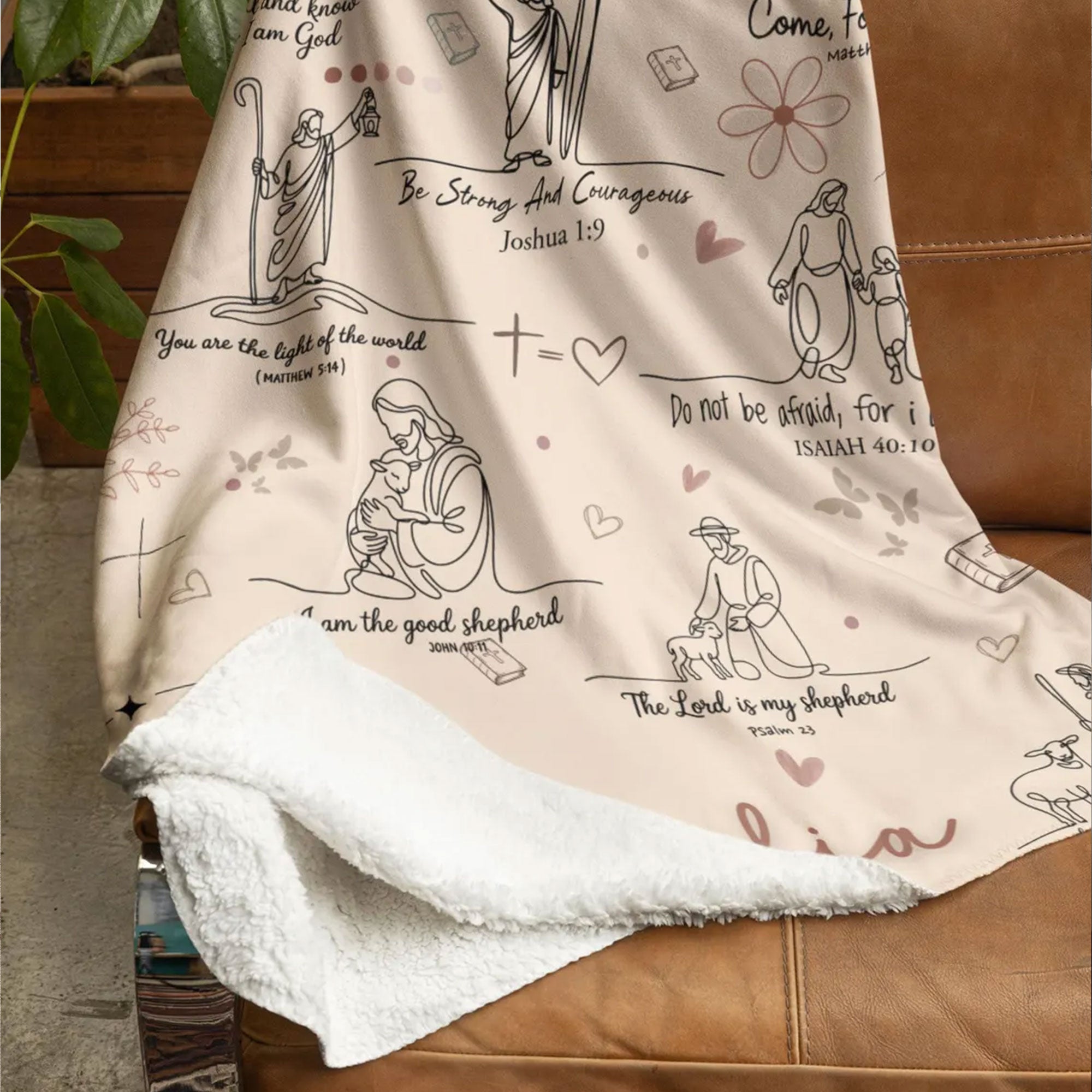 Personalized Christian Throw Blanket, Custom Name Jesus Blanket, Bible Verse Home Decor Gift, Gift for Her, Mom, Pastor, Baptism, Easter