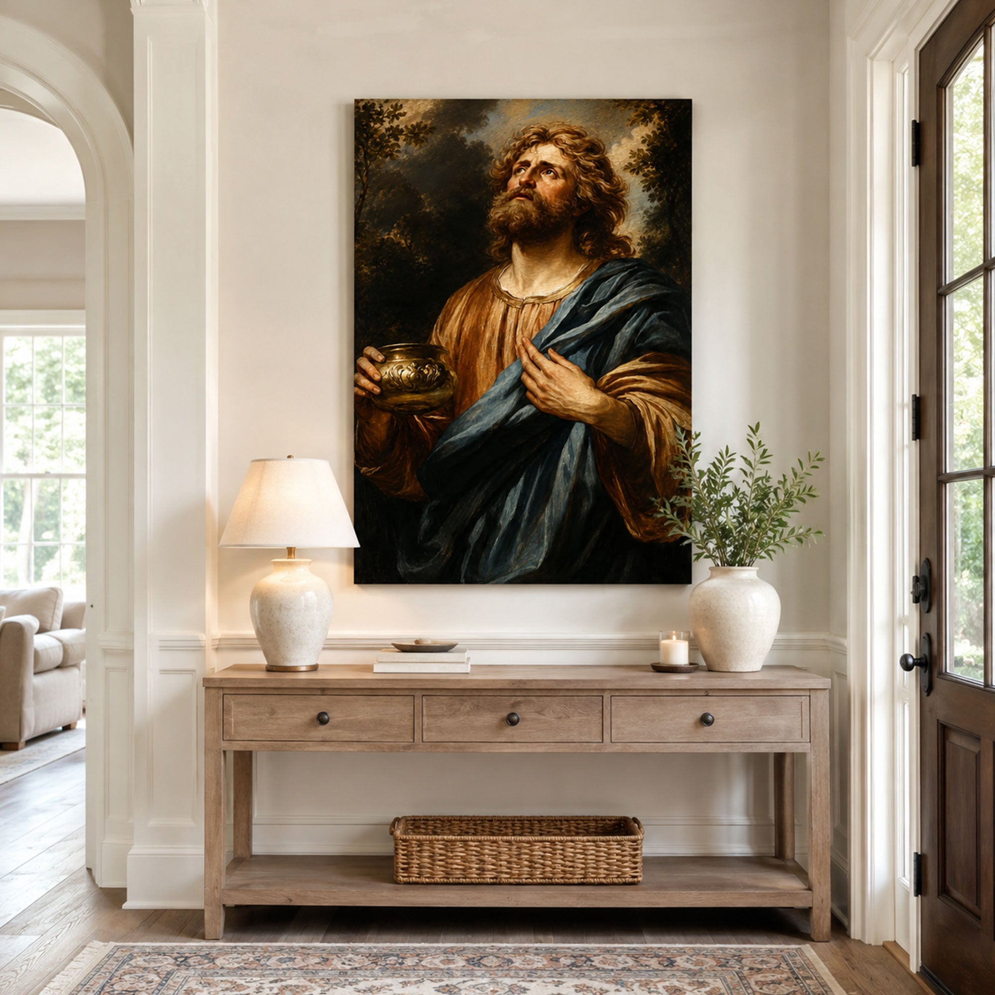 Saint John the Evangelist with Chalice Canvas Print, Catholic Apostle Art