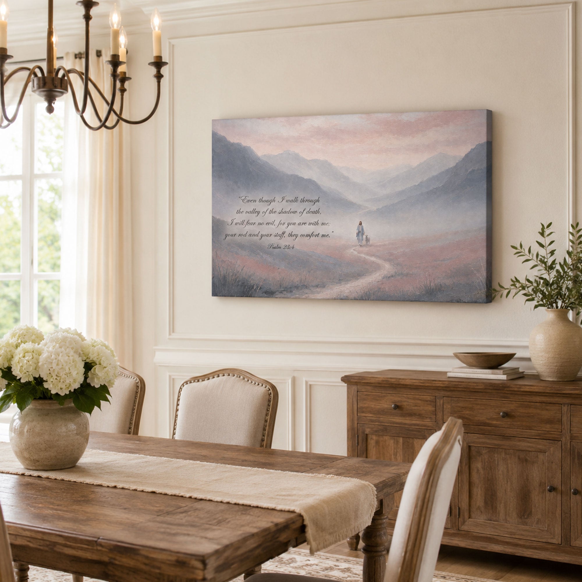Psalm 23:4 Valley of the Shadow Canvas Print, Christian Home Decor