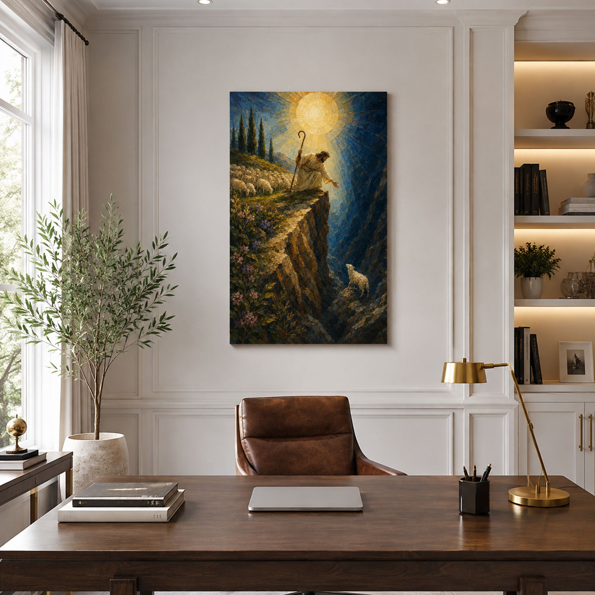 Jesus Rescues the Lost Sheep Canvas Print, He Left the 99 Christian Wall Decor, Faith Gift