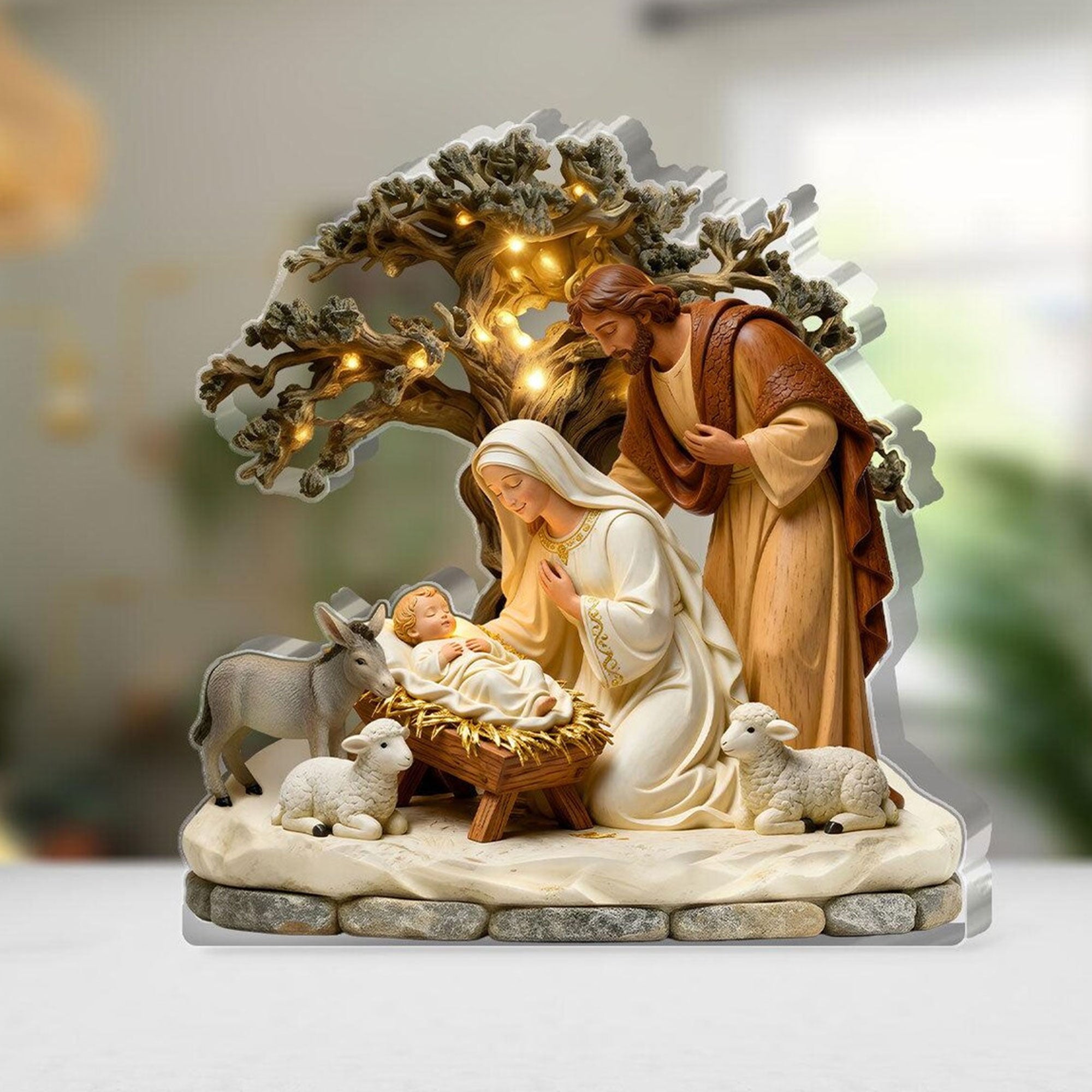 The Light of Bethlehem Custom Shaped Acrylic Plaque, Christian Nativity Gift, Christmas Faith Decor, Single-Sided 2D Flat Display