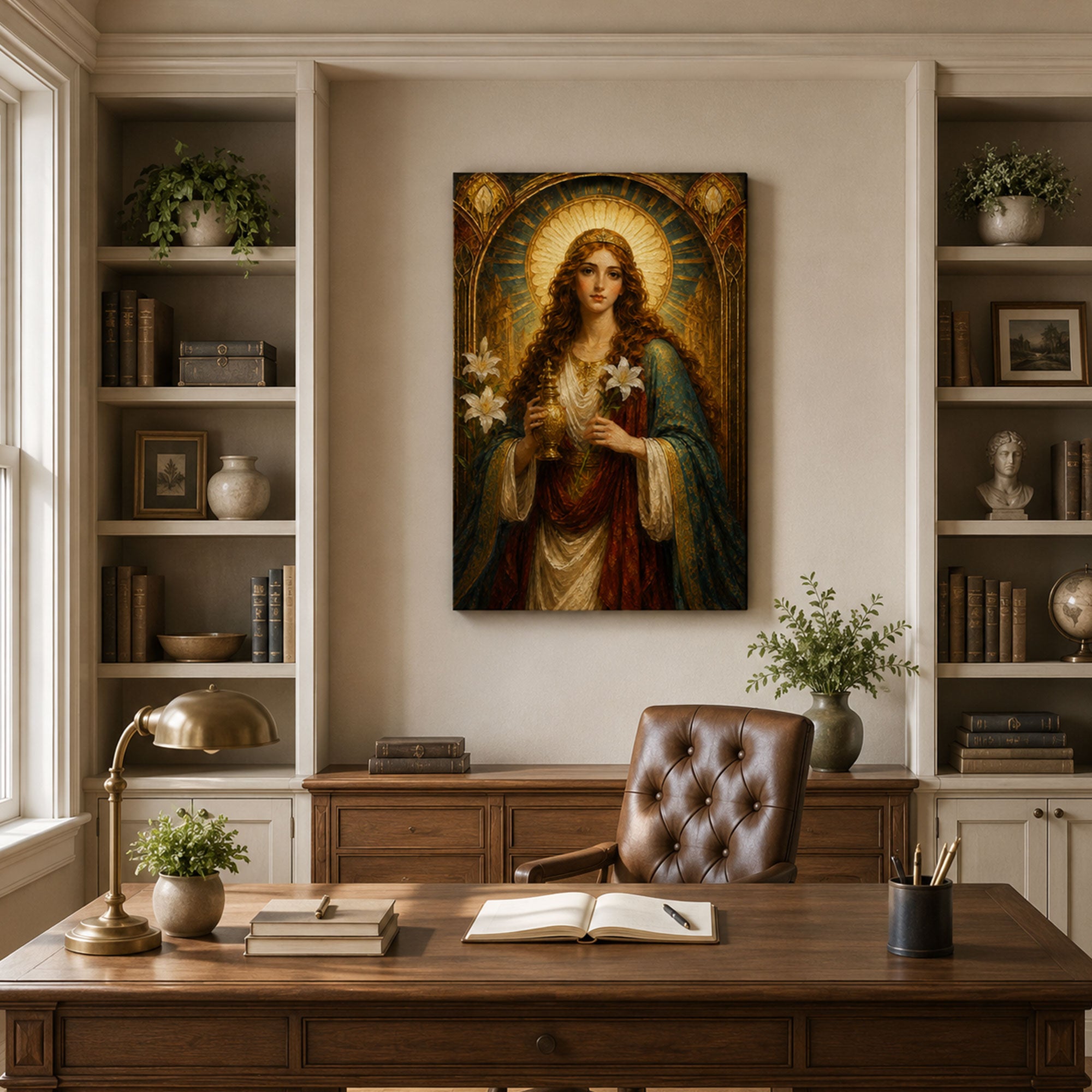 Saint Mary Magdalene with Alabaster Jar Canvas Print, Catholic Faith Decor