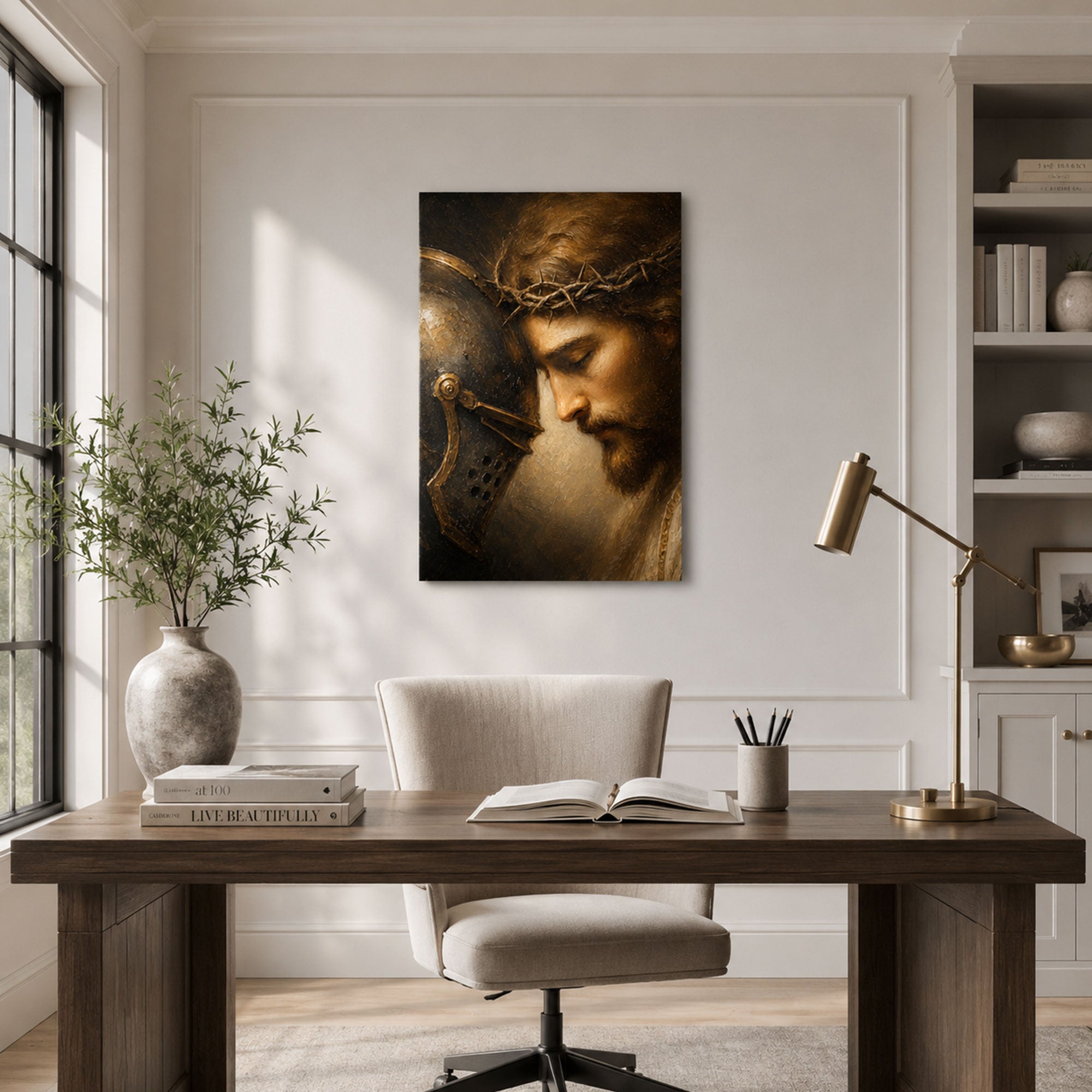 Jesus Crown of Thorns Canvas Print, Ecce Homo Christian Wall Decor, Catholic Faith Gift