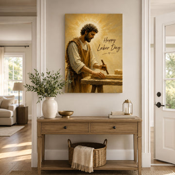 Saint Joseph the Worker Labor Day Canvas Print, Catholic Wall Decor, Christian Faith Gift