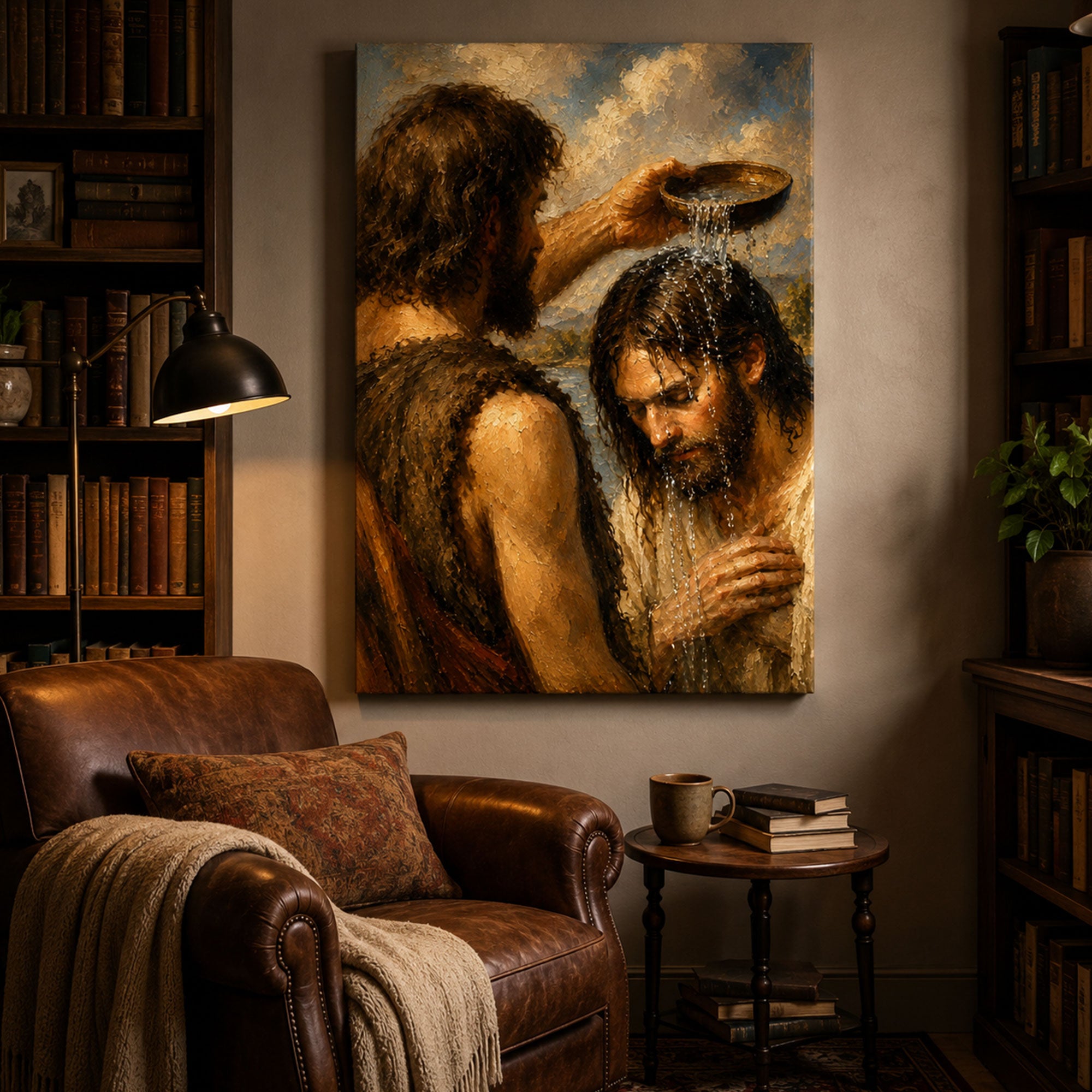 Baptism of Jesus Canvas Print, John the Baptist Christian Wall Art, Bible Story Faith Home Decor