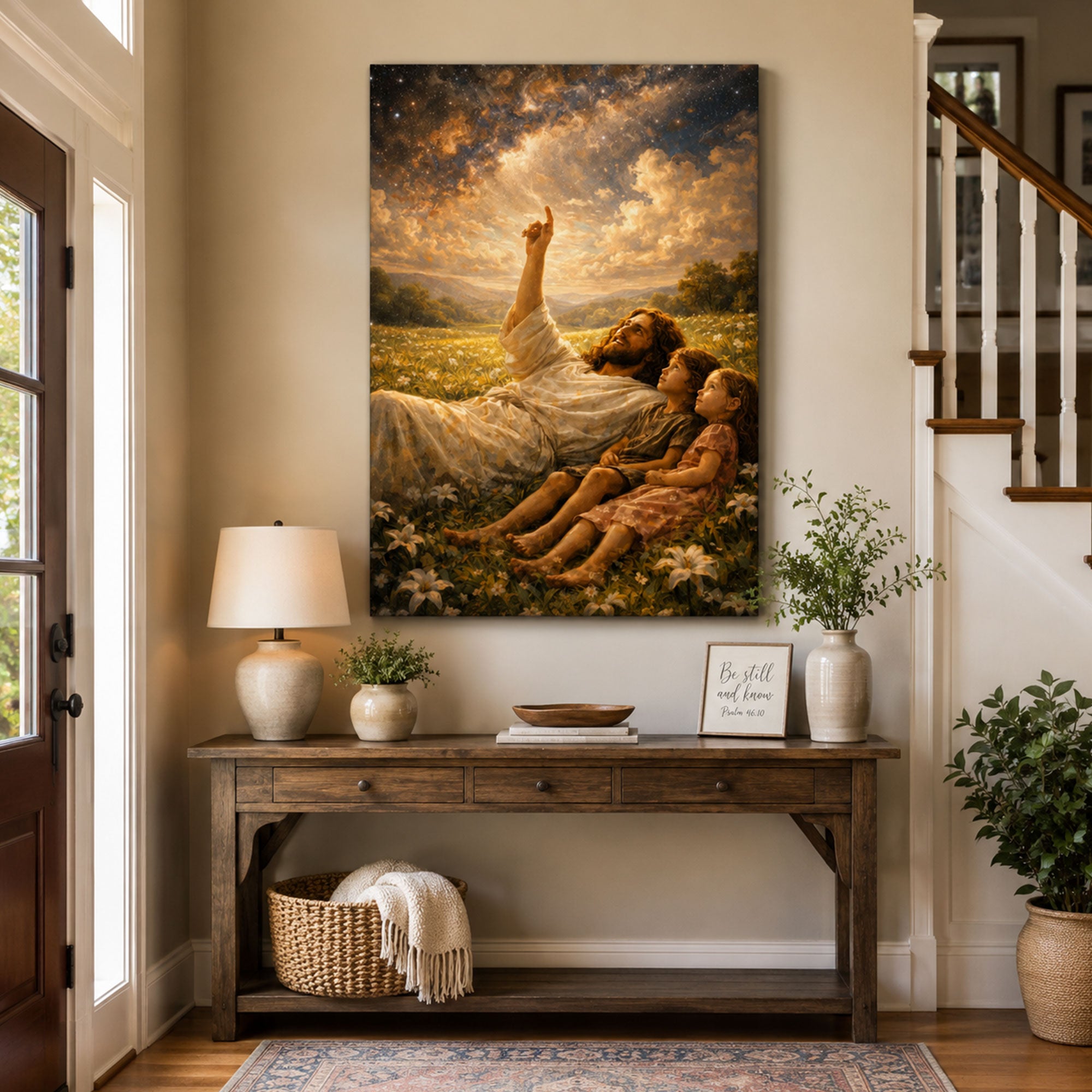 Jesus Teaching Children Art Print Christian Wall Decor Faith Inspired Canvas Print