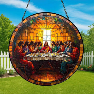 Last Supper Stained Glass Suncatcher, Christian Window Hanging, Religious Gift, Jesus Wall Decor