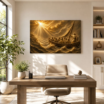 Jesus Calms the Storm Canvas Print, Peace Be Still Christian Wall Decor, Matthew 8:26 Faith Gift