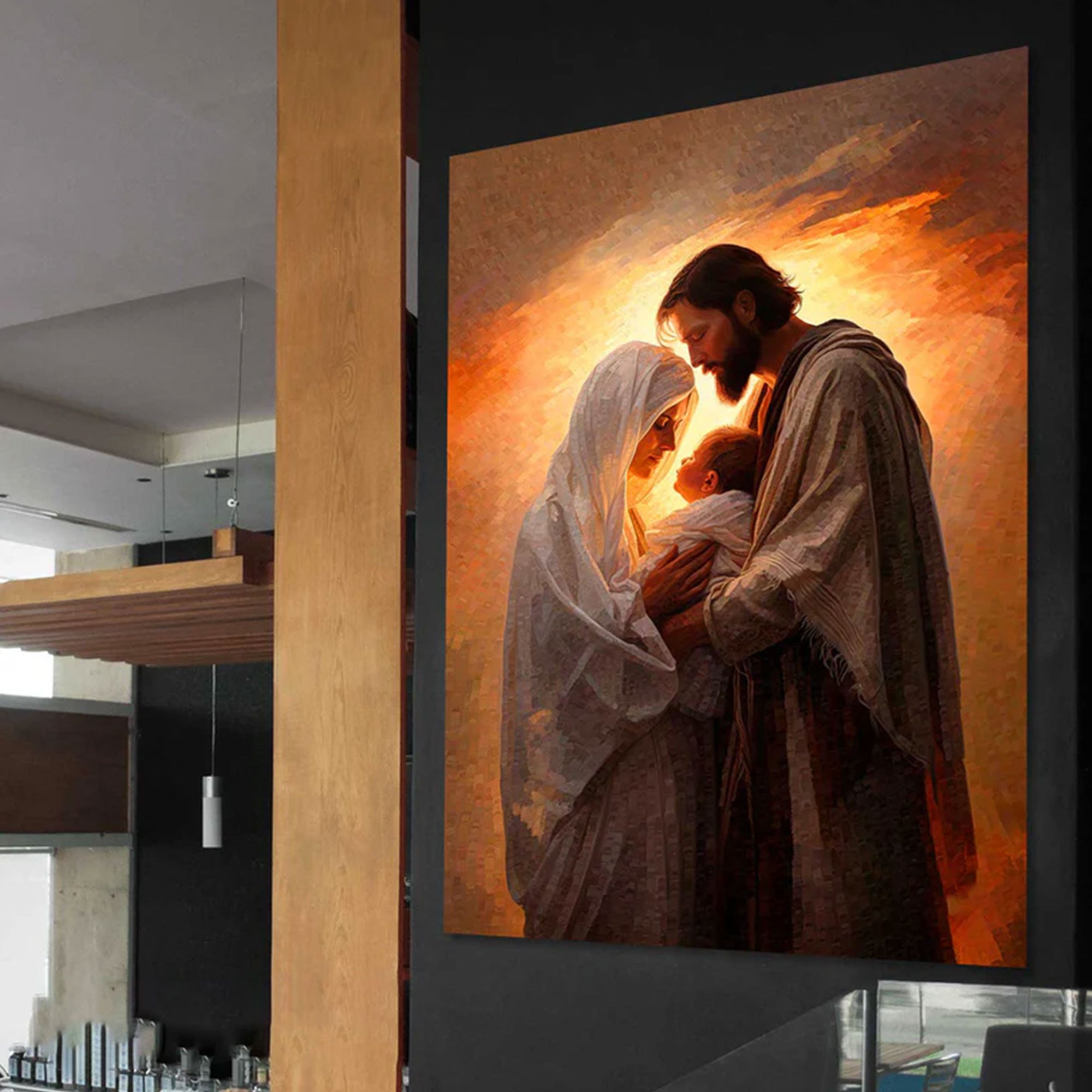 Realistic Holy Family Canvas Print, Jesus Mary Joseph Wall Art, Christian Family Decor, Sacred Religious Artwork