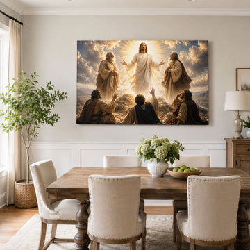Transfigured Christ with Moses and Elijah Canvas Print, Christian Home Decor